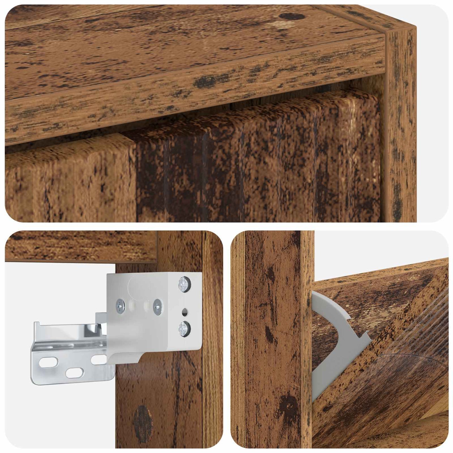 Fali Cipőtartó HOORN 71 x 17 x 43 cm Szerelt Fa Antik Fa