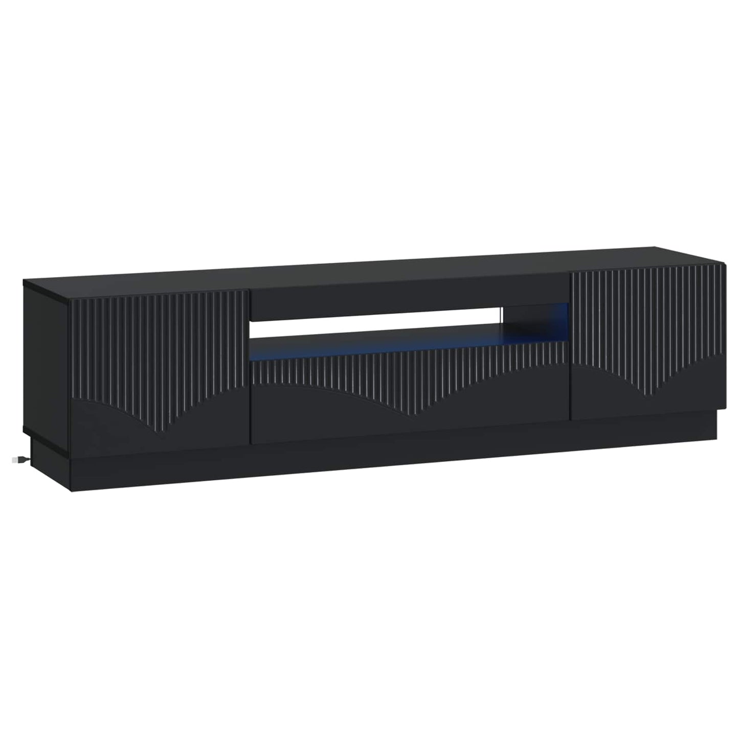 LED TV szekrény Fekete Szerelt Fa
