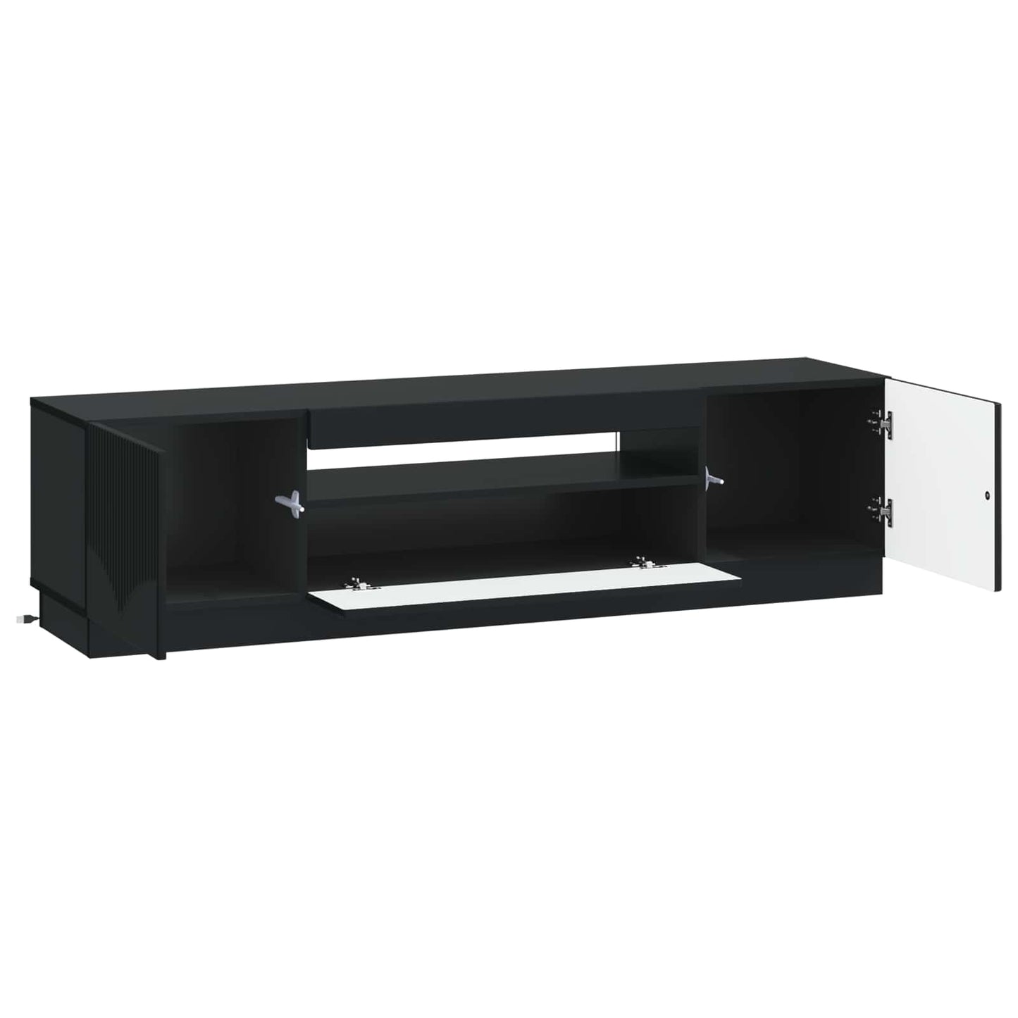 LED TV szekrény Fekete Szerelt Fa