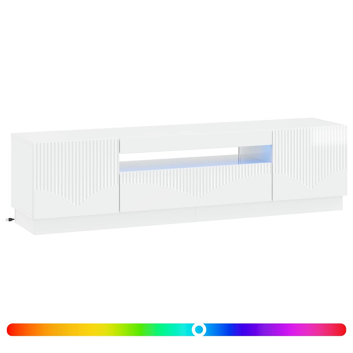 LED TV szekrény Magasfényű Fehér Szerelt Fa