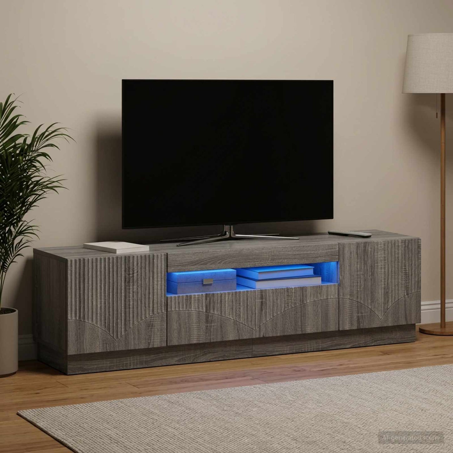 LED TV szekrény Szürke Sonoma Szerelt Fa