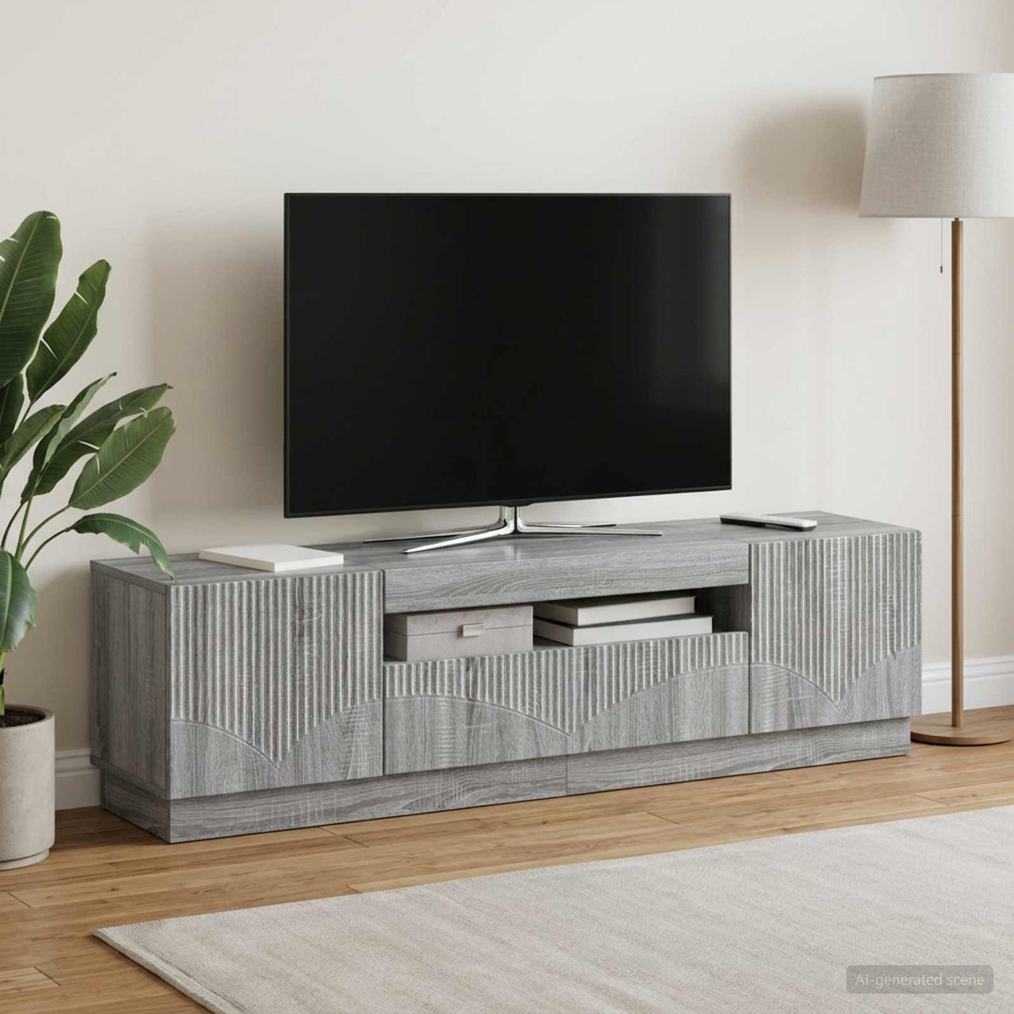 LED TV szekrény Szürke Sonoma Szerelt Fa