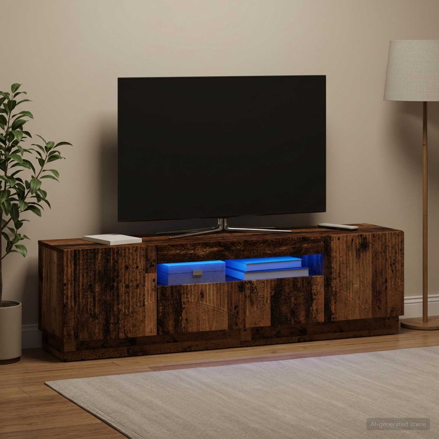 LED TV szekrény Antik Fa Szerelt Fa