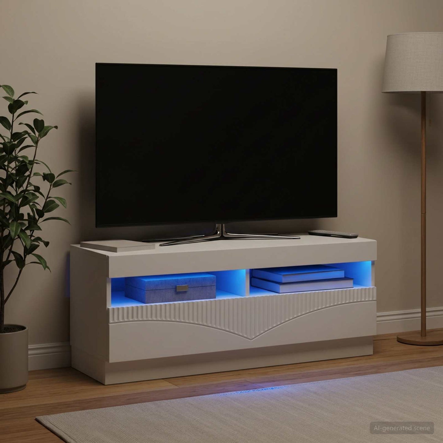 LED TV szekrény Fehér Szerelt Fa