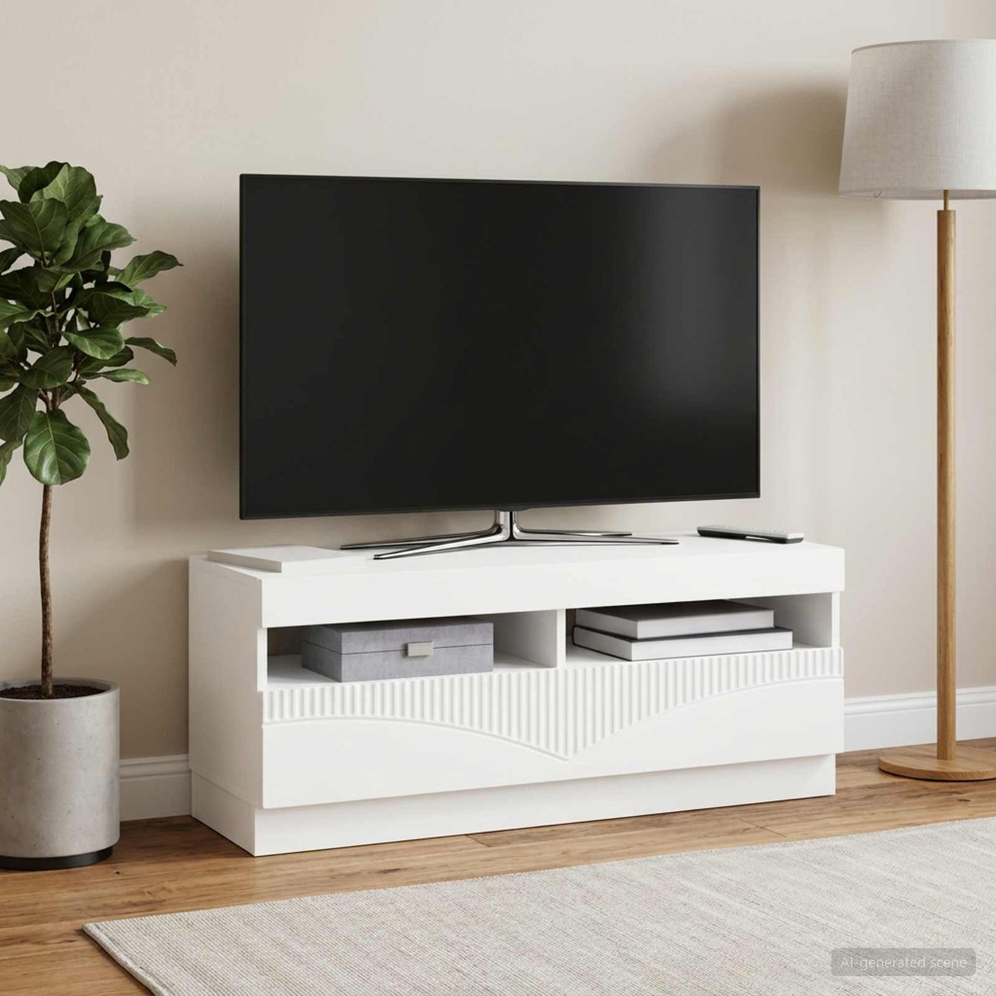 LED TV szekrény Fehér Szerelt Fa