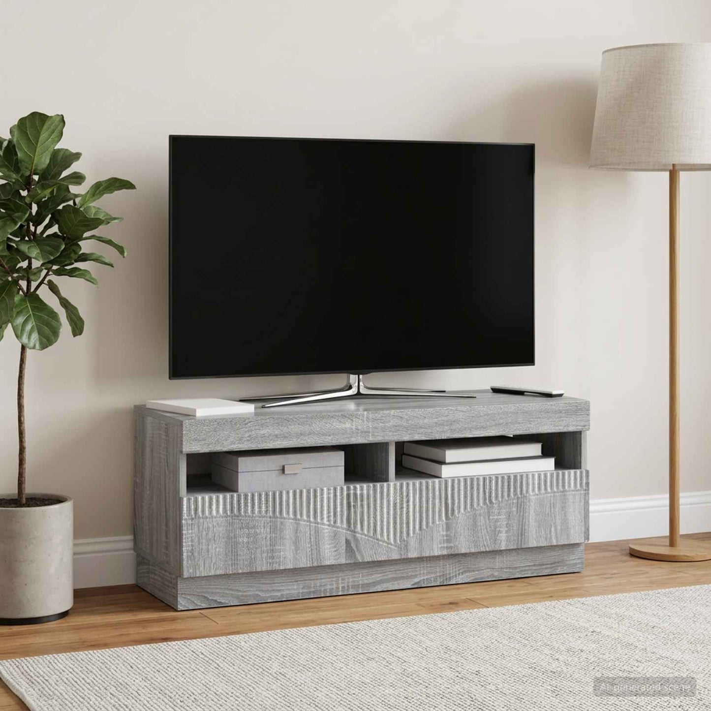 LED TV szekrény Szürke Sonoma Szerelt Fa
