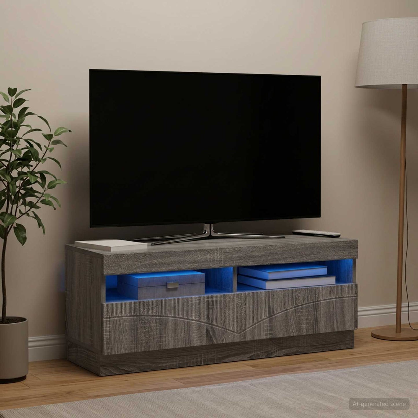 LED TV szekrény Szürke Sonoma Szerelt Fa