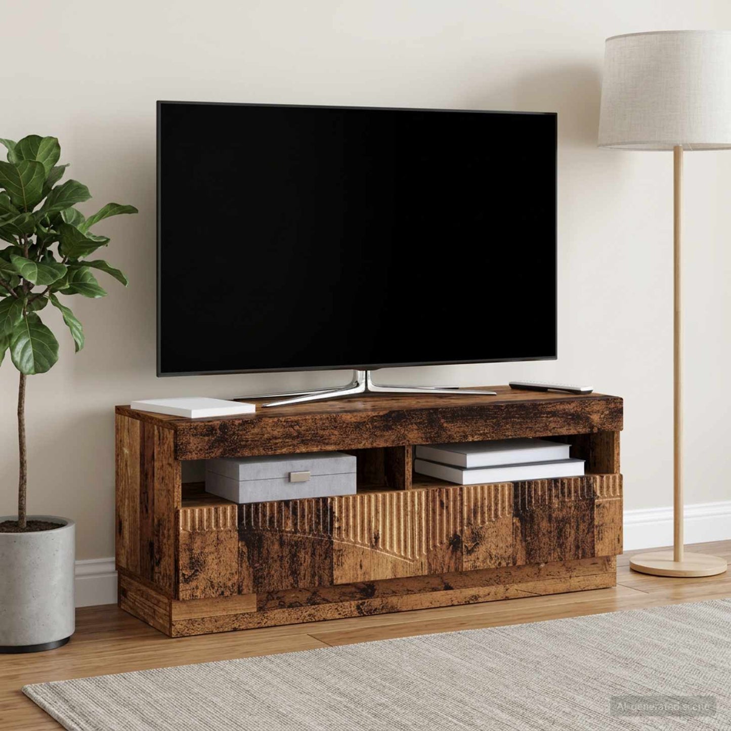 LED TV szekrény Antik Fa Szerelt Fa