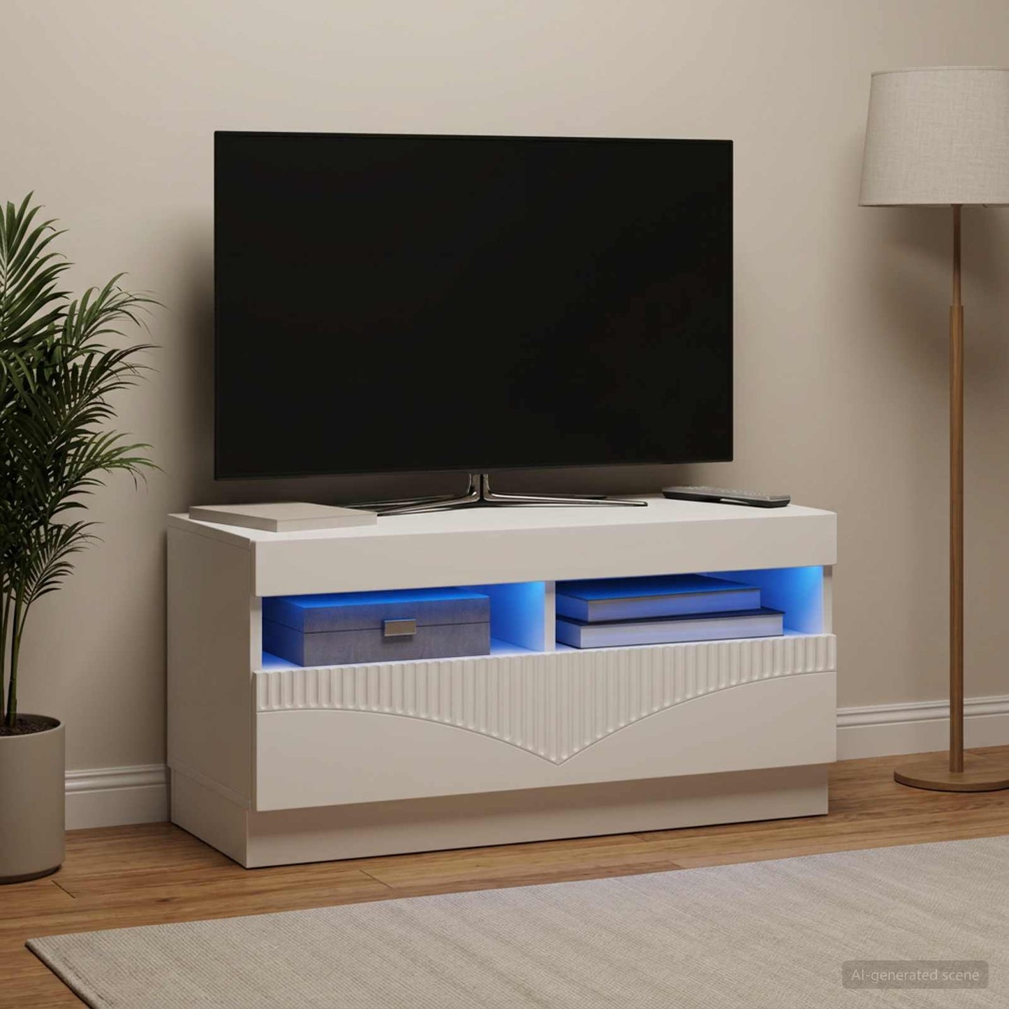 LED TV szekrény Fehér Szerelt Fa