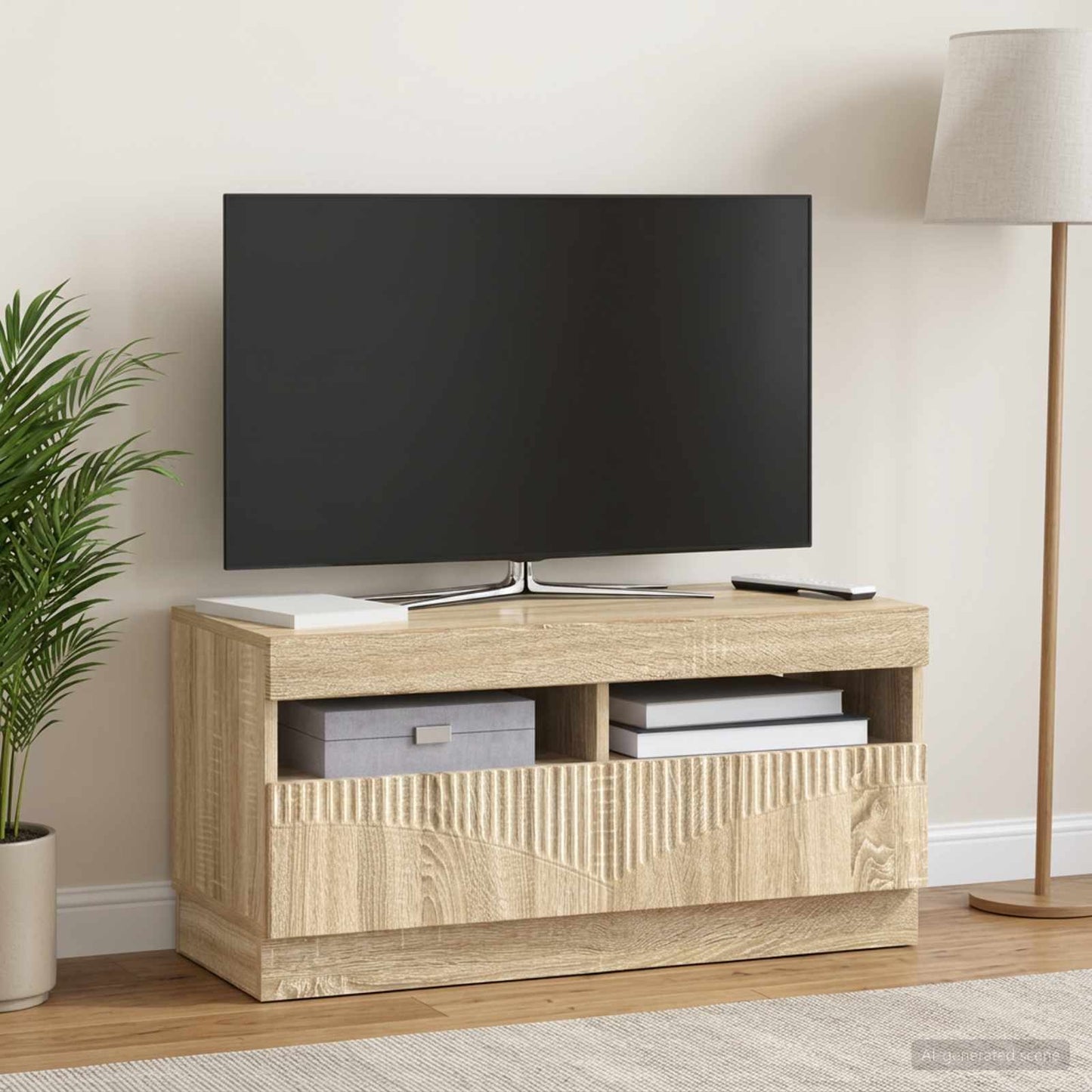 LED TV szekrény Sonoma Tölgy Szerelt Fa