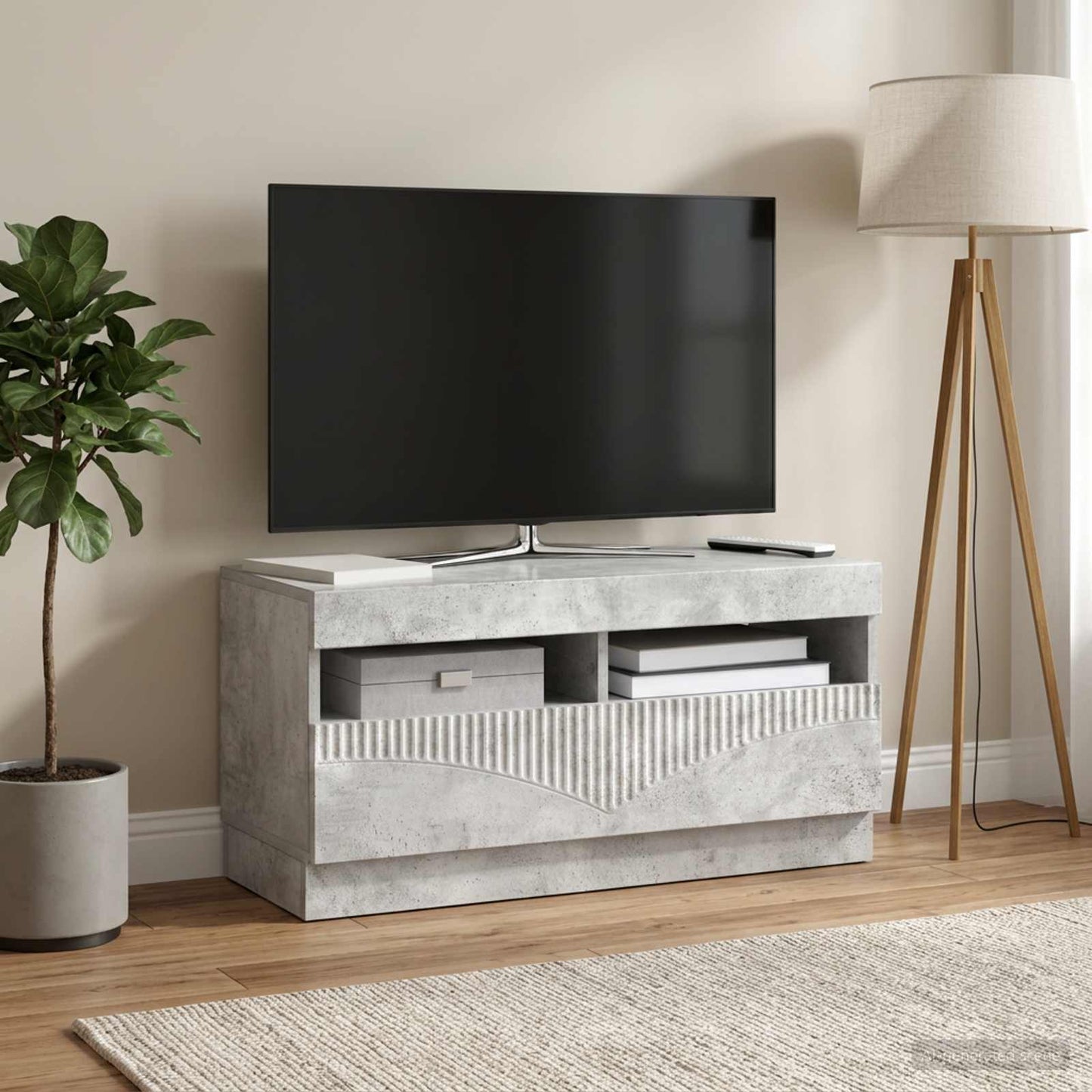 LED TV szekrény Betonszürke Szerelt Fa