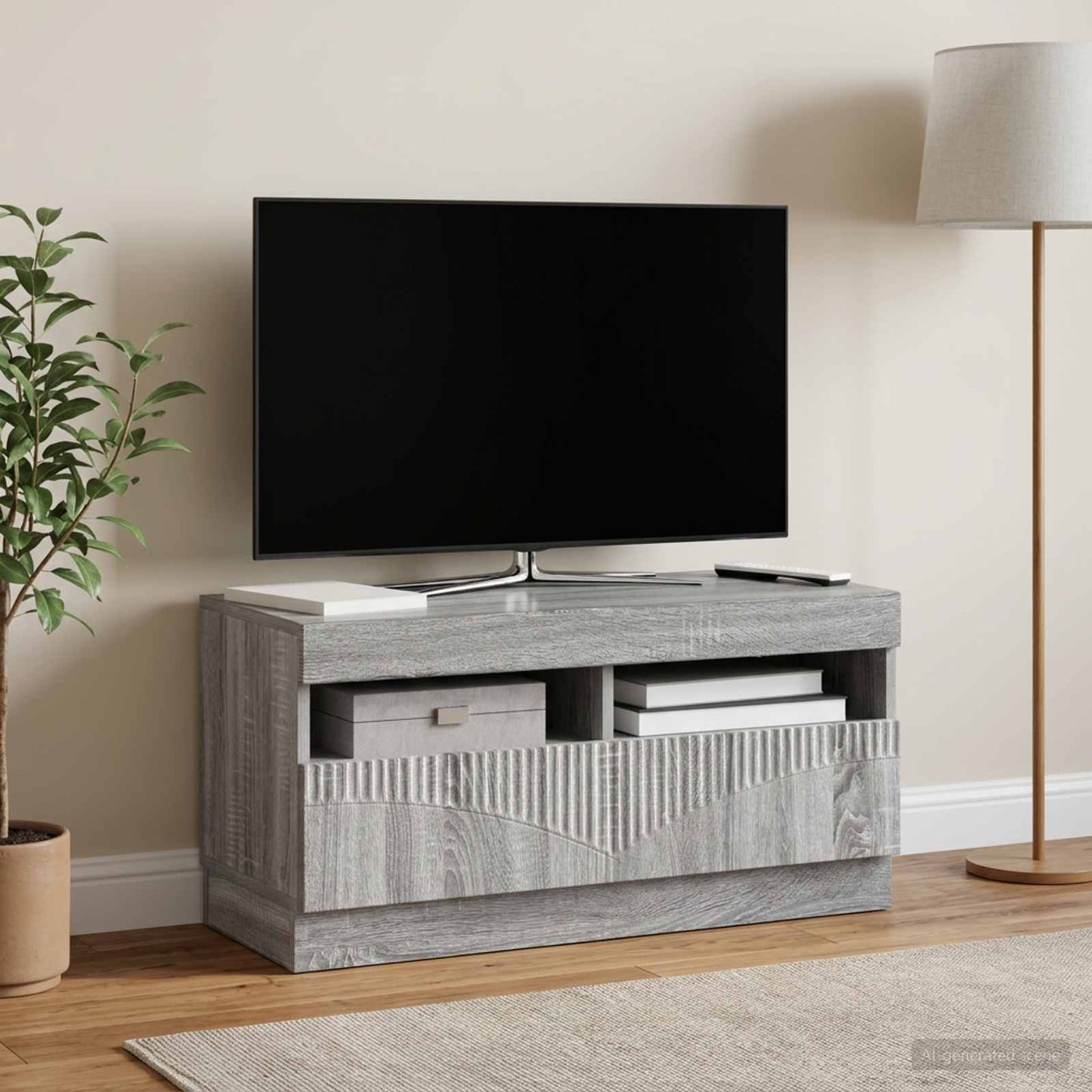 LED TV szekrény Szürke Sonoma Szerelt Fa