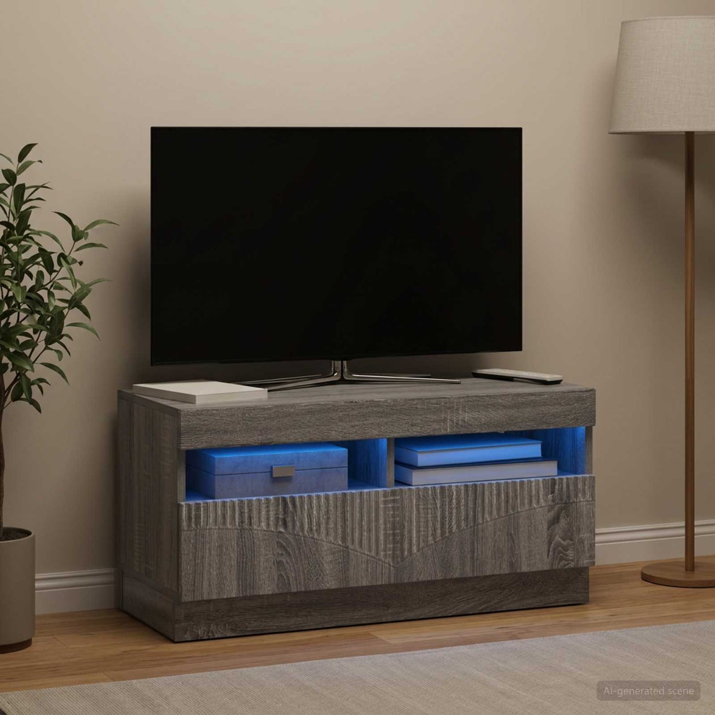 LED TV szekrény Szürke Sonoma Szerelt Fa