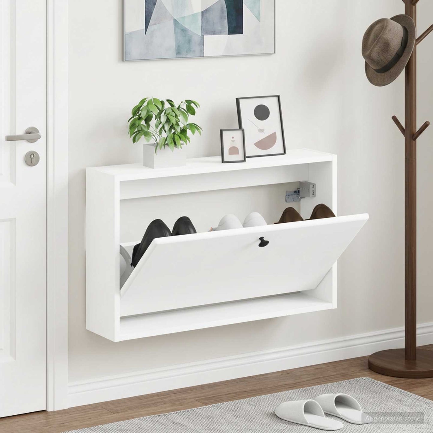 Fali Cipőtartó BREDA 71 x 17 x 43 cm Szerelt Fa Fehér