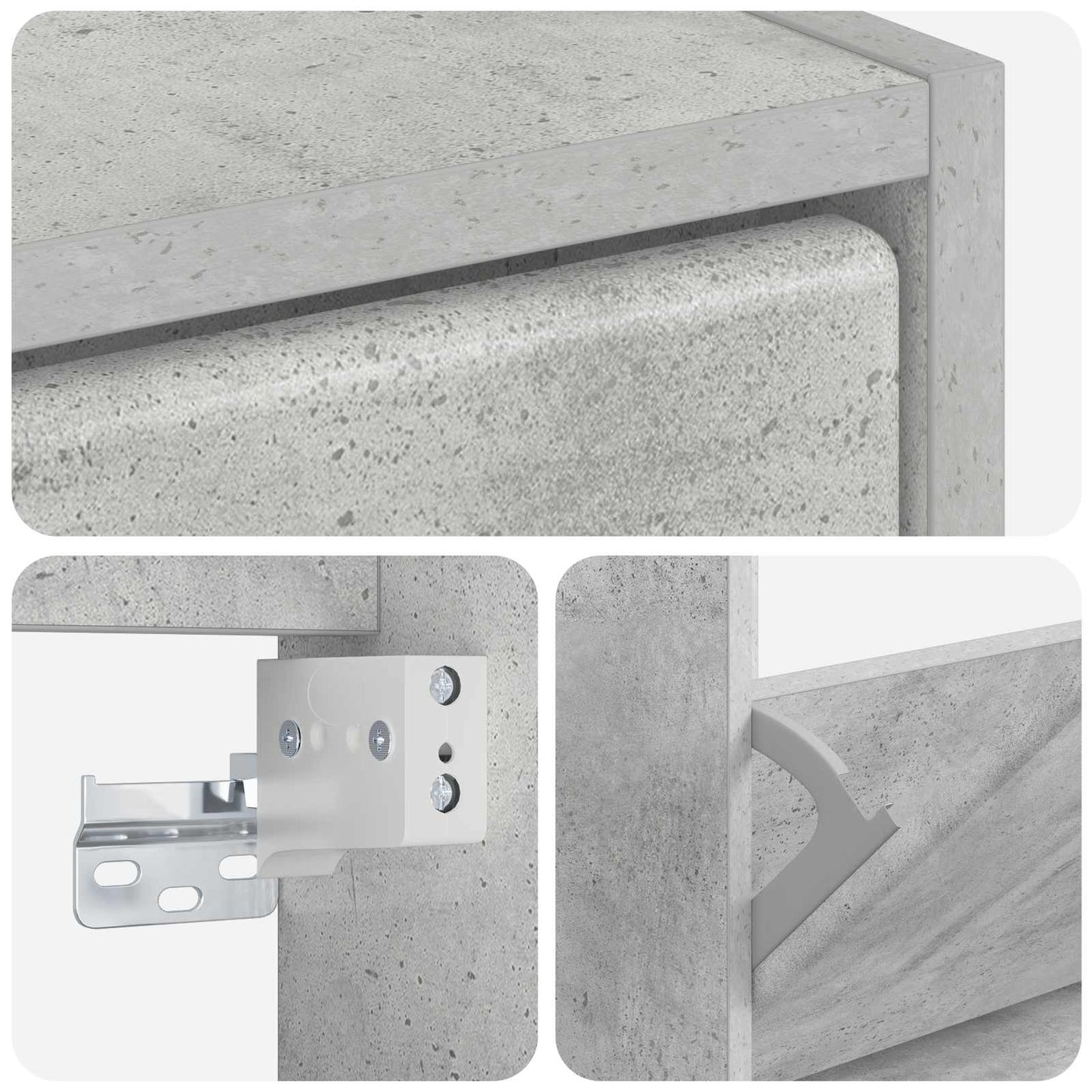 Fali Cipőtartó BREDA 71 x 17 x 43 cm Szerelt Fa Betonszürke