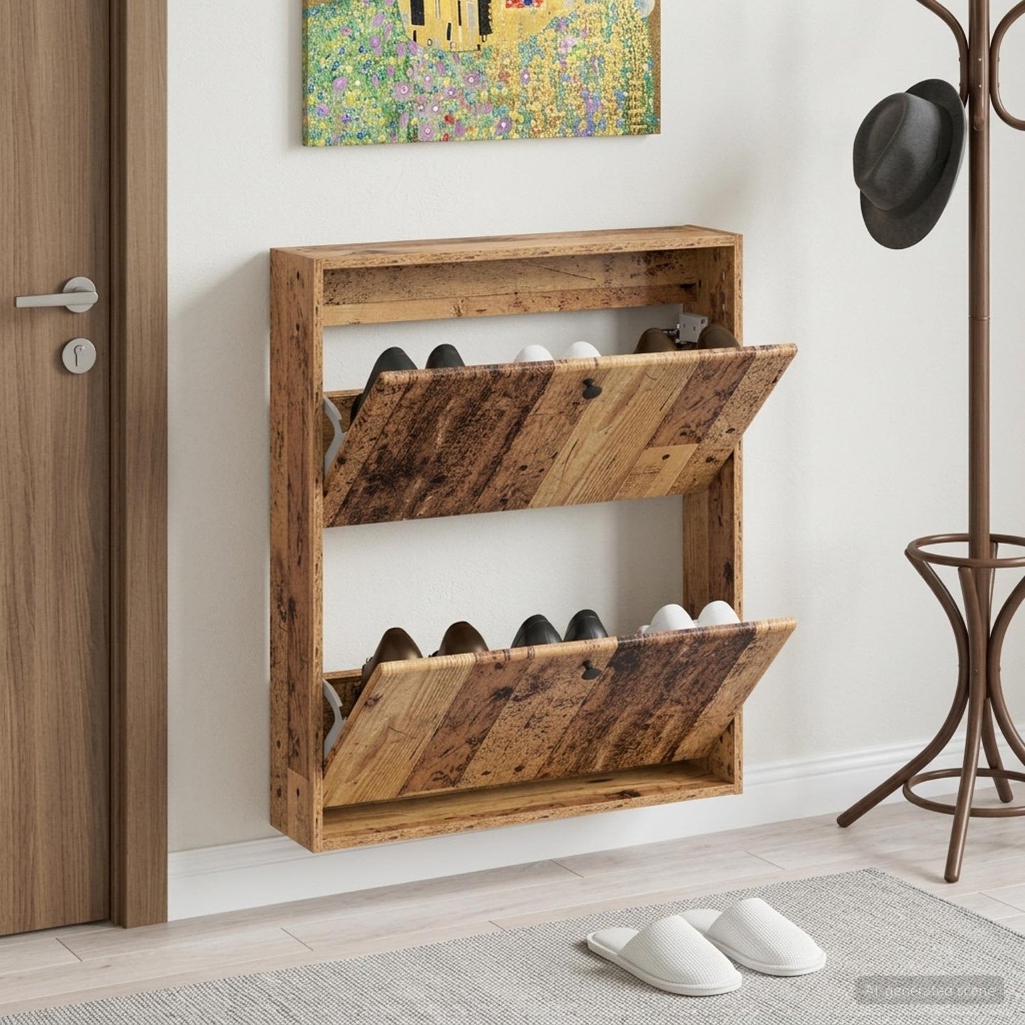 Fali Cipőtartó BREDA 71 x 17 x 86 cm Szerelt Fa Antik Fa