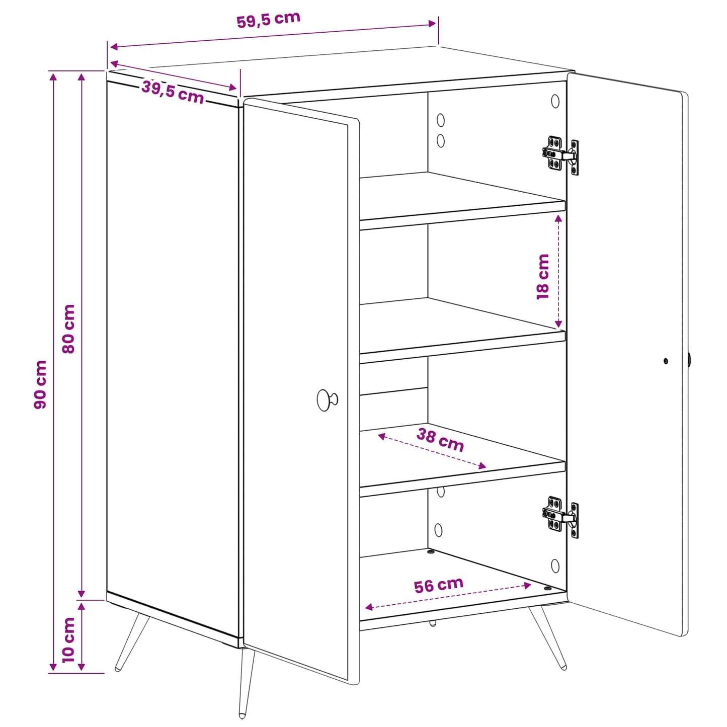 Cipőszekrény BREDA 59,5 x 39,5 x 90 cm Szerelt Fa Fehér