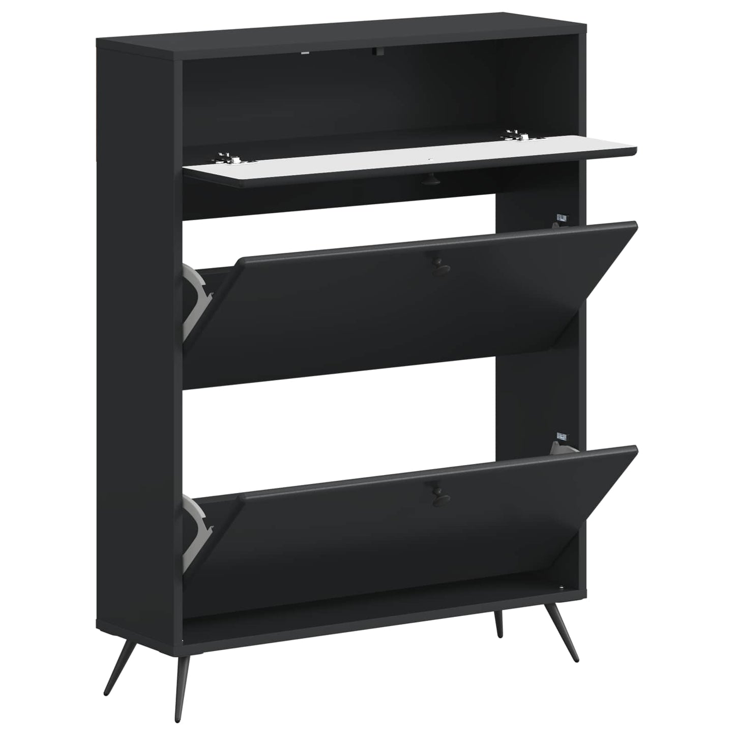 Cipőszekrény BREDA 78 x 24 x 103 cm Szerelt Fa Fekete