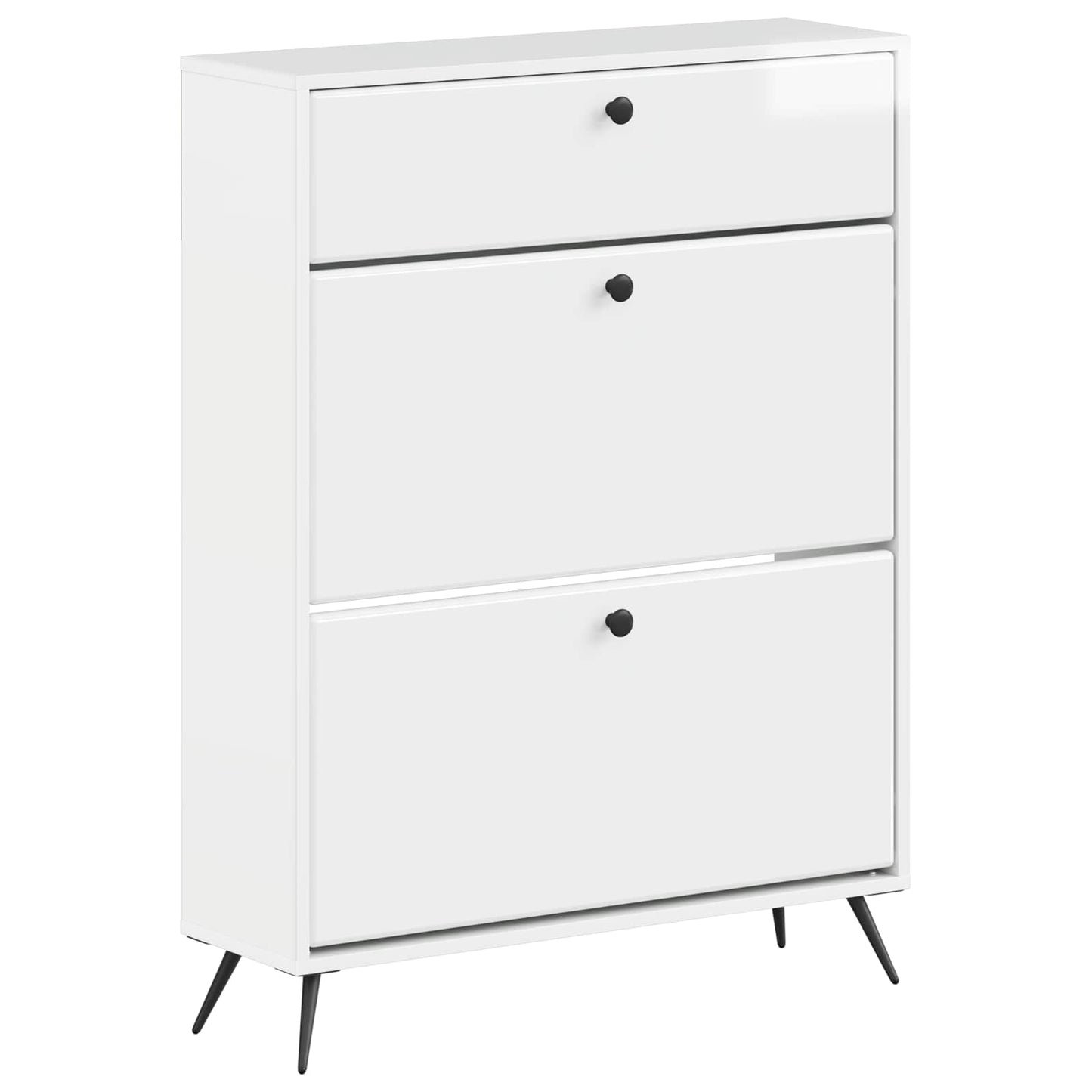 Cipőszekrény BREDA 78 x 24 x 103 cm Szerelt Fa Magasfényű Fehér