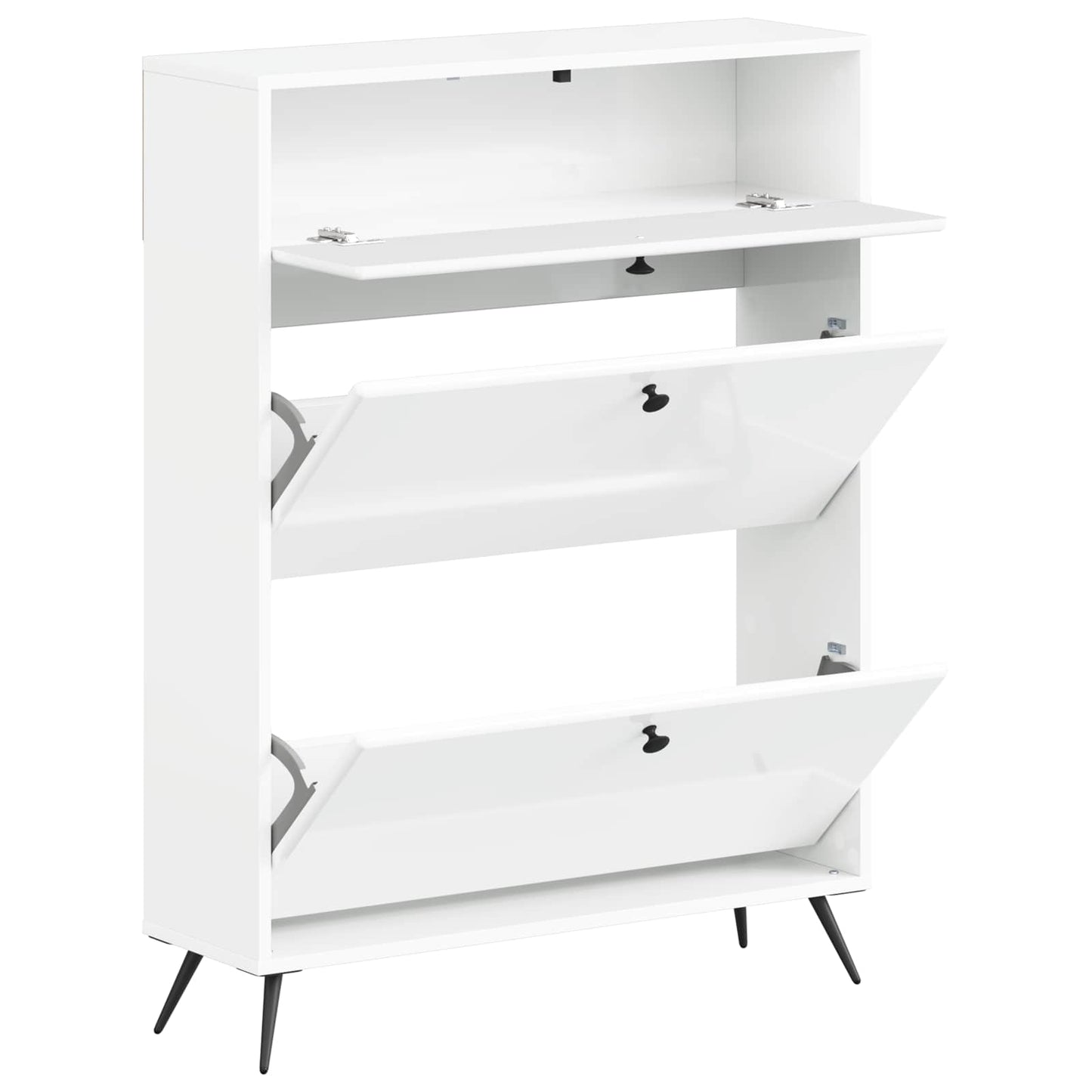 Cipőszekrény BREDA 78 x 24 x 103 cm Szerelt Fa Magasfényű Fehér