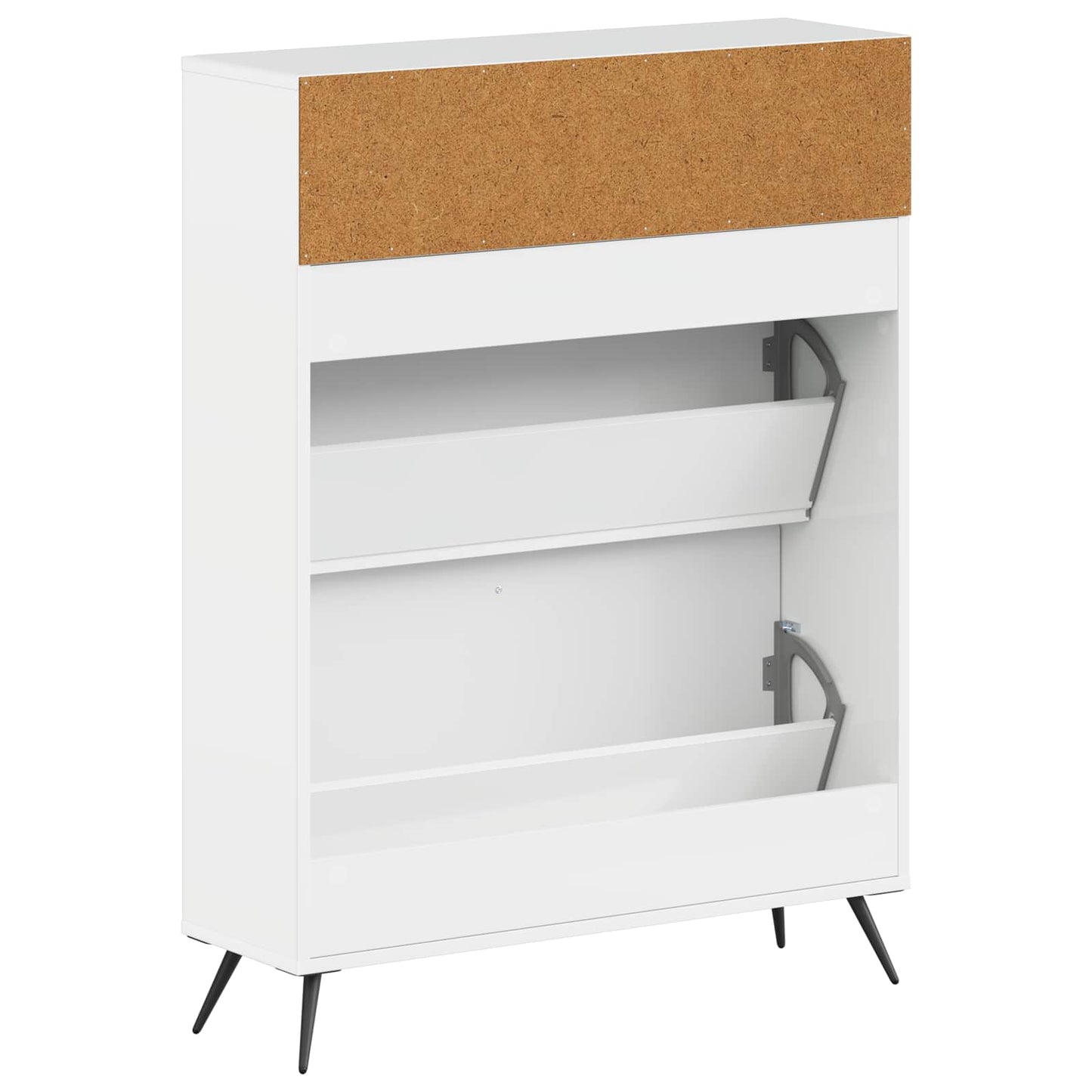 Cipőszekrény BREDA 78 x 24 x 103 cm Szerelt Fa Magasfényű Fehér