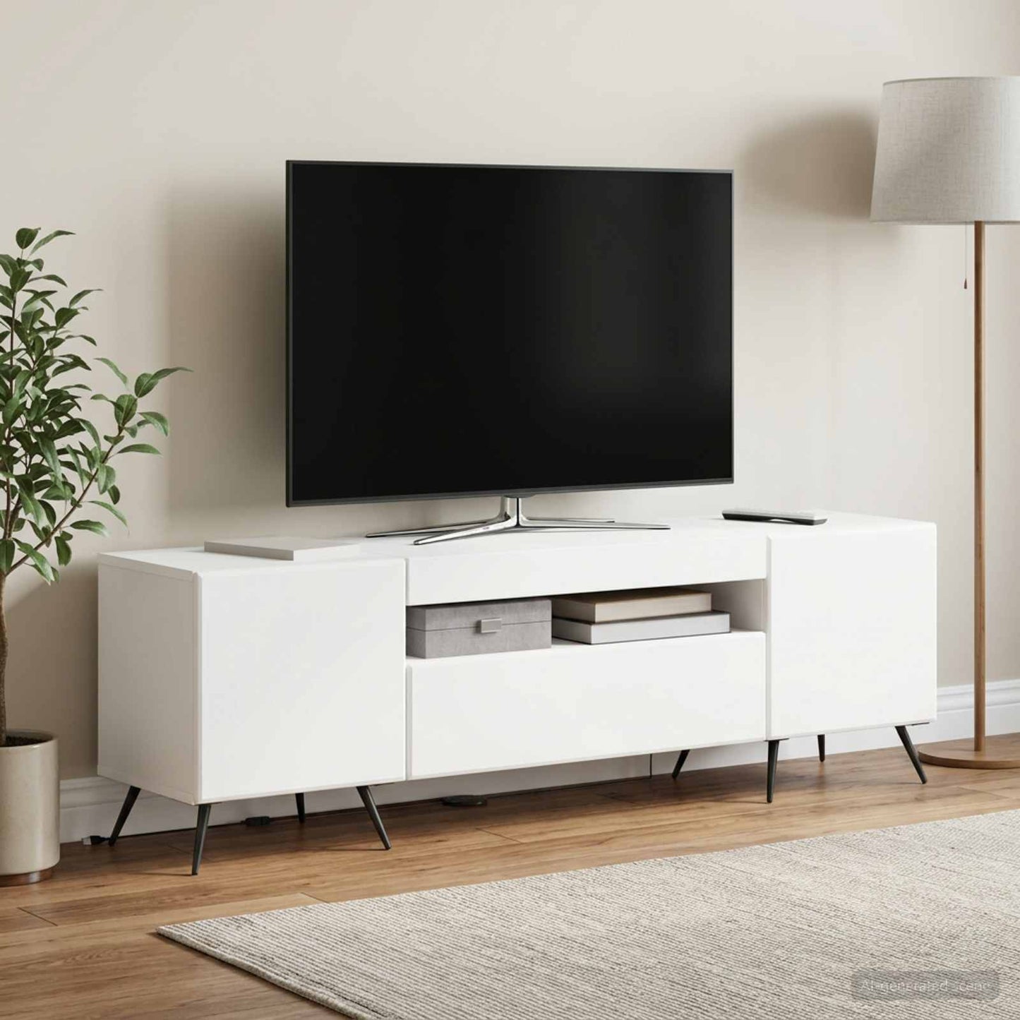 LED TV szekrény Fehér Szerelt Fa