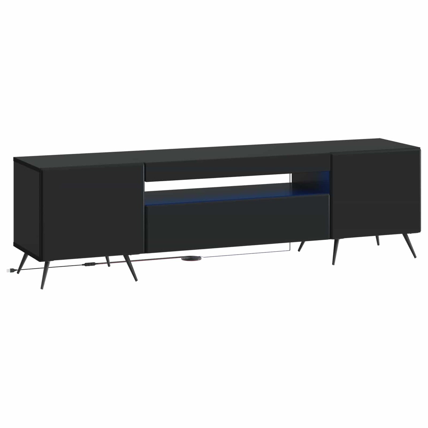 LED TV szekrény Fekete Szerelt Fa