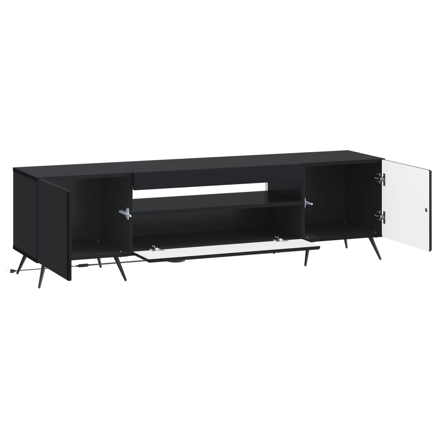 LED TV szekrény Fekete Szerelt Fa