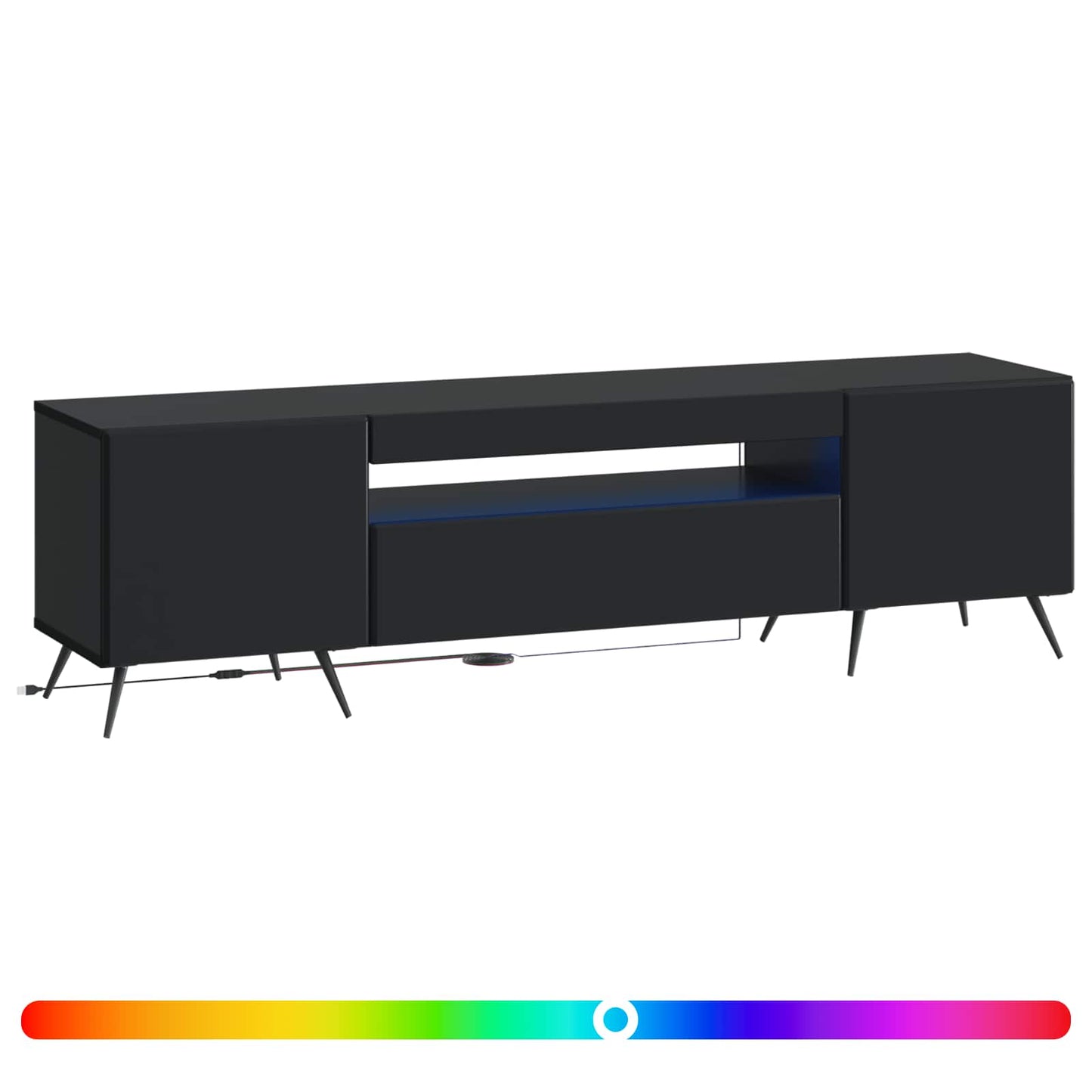 LED TV szekrény Fekete Szerelt Fa