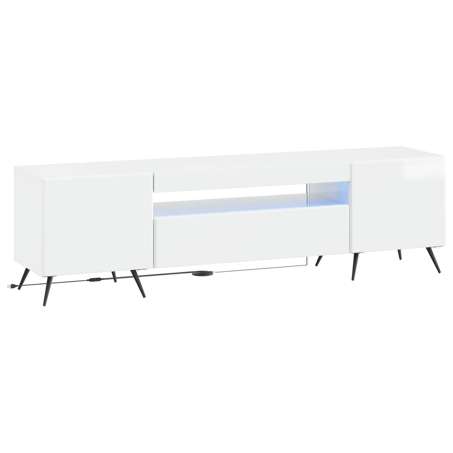 LED TV szekrény Magasfényű Fehér Szerelt Fa