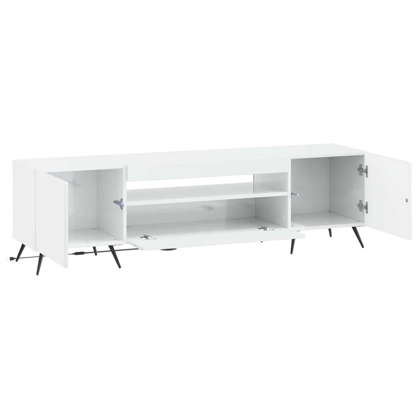 LED TV szekrény Magasfényű Fehér Szerelt Fa