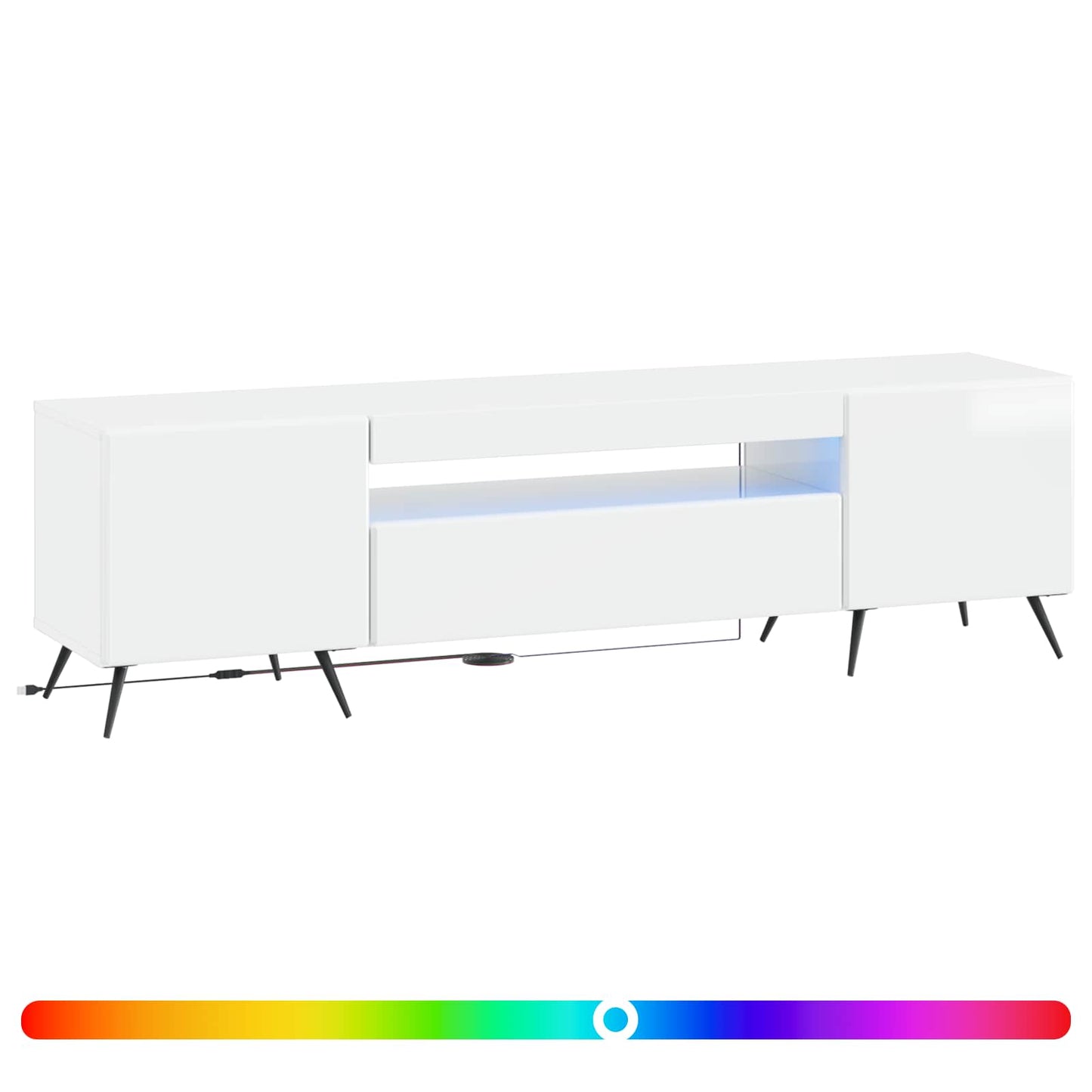 LED TV szekrény Magasfényű Fehér Szerelt Fa