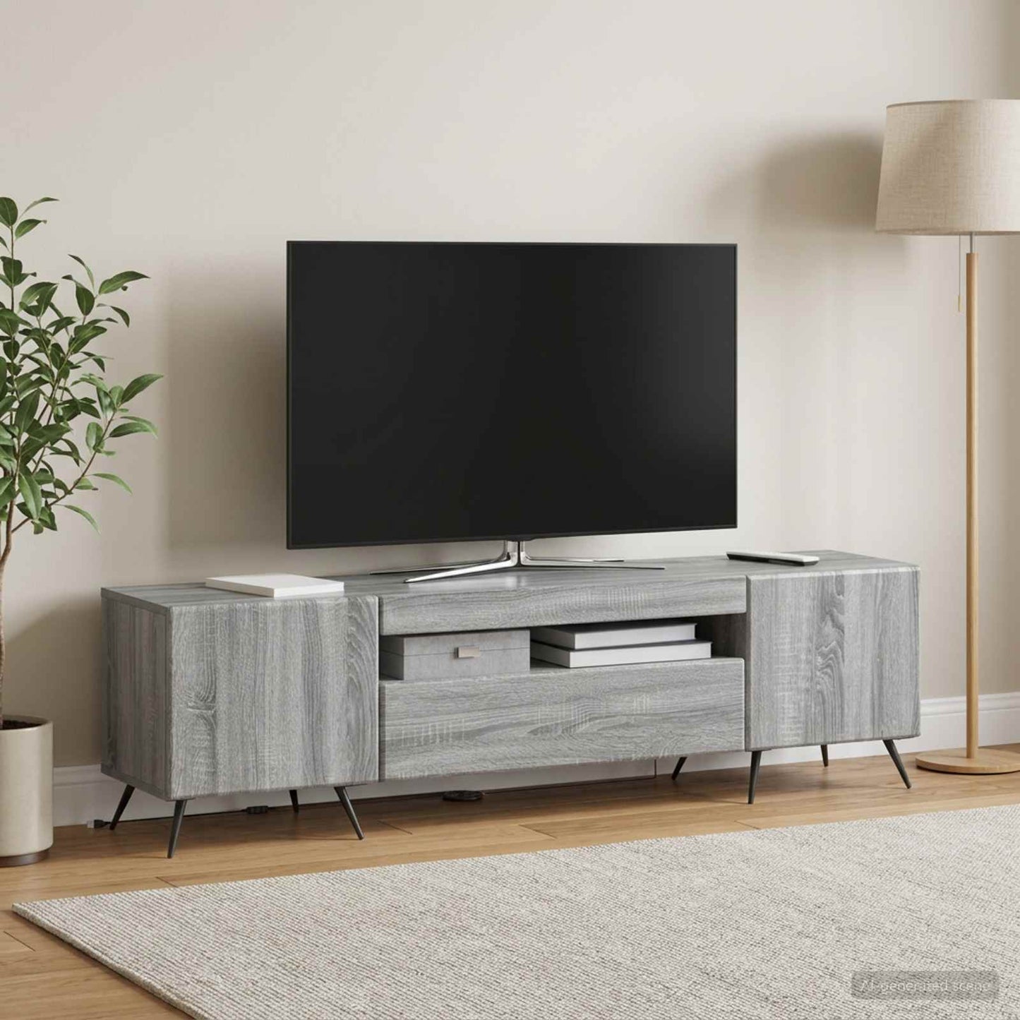 LED TV szekrény Szürke Sonoma Szerelt Fa