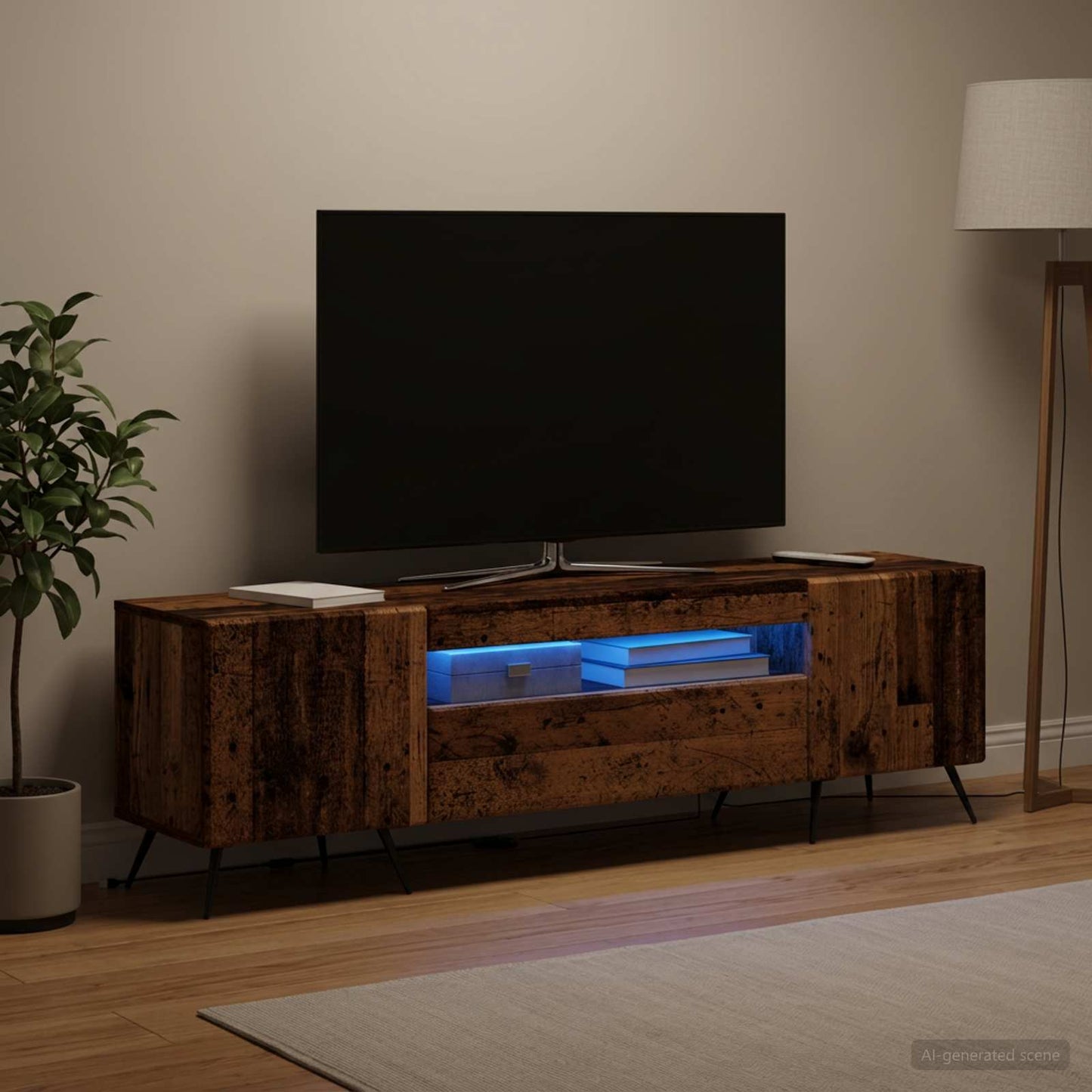 LED TV szekrény Antik Fa Szerelt Fa