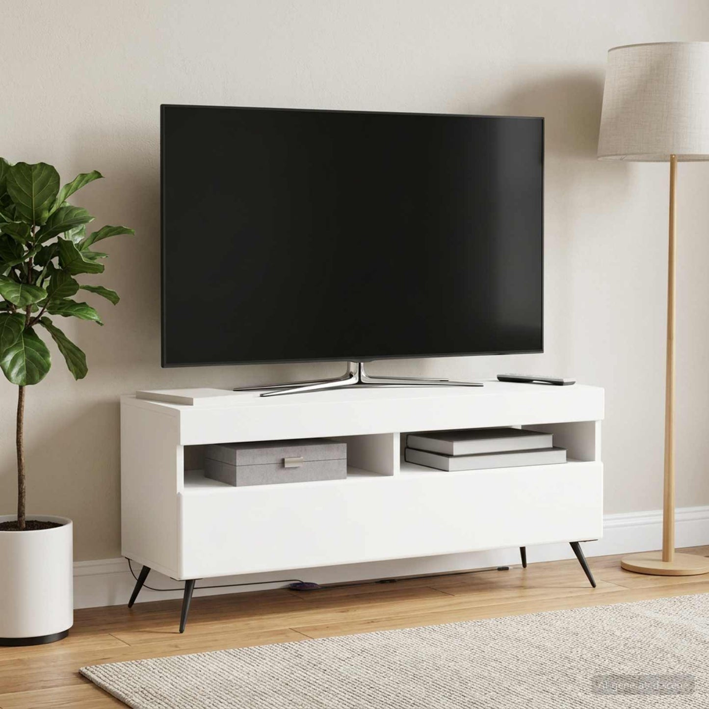 LED TV szekrény Fehér Szerelt Fa