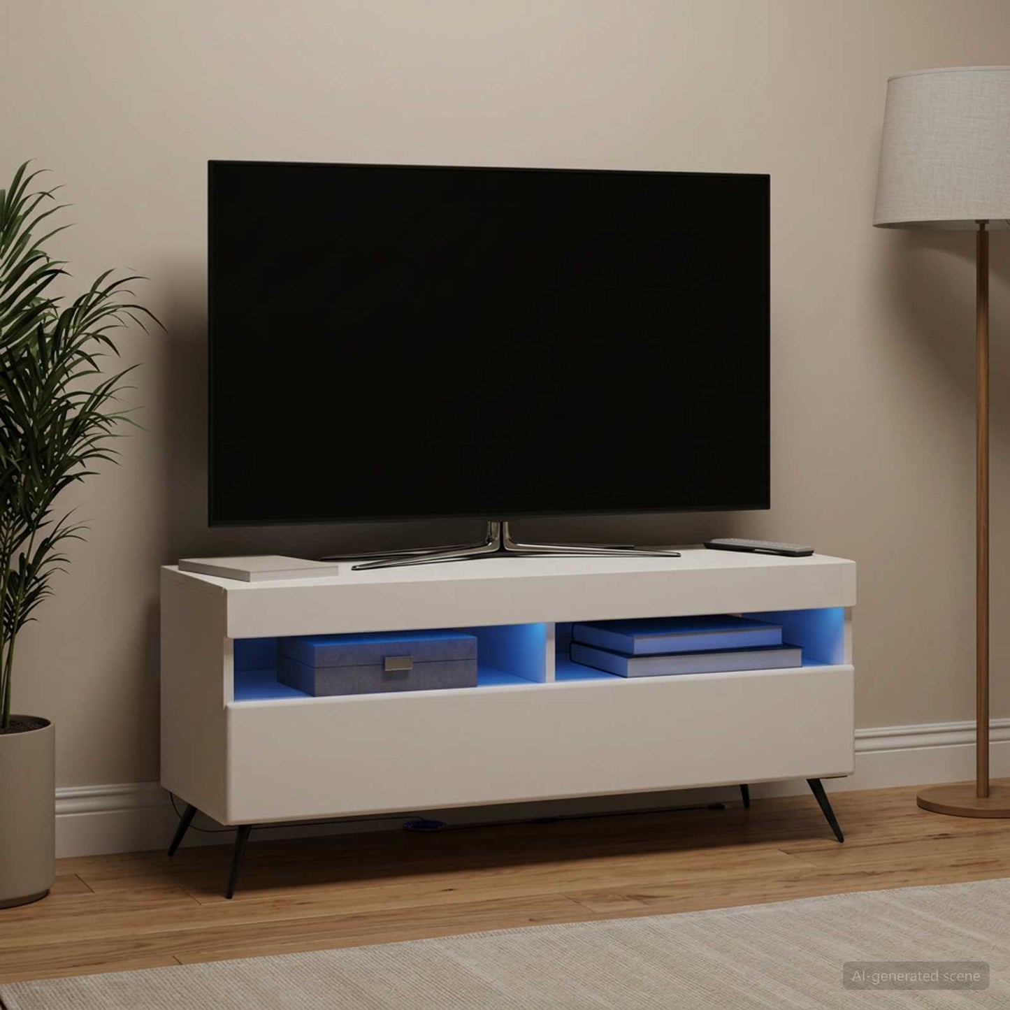 LED TV szekrény Fehér Szerelt Fa