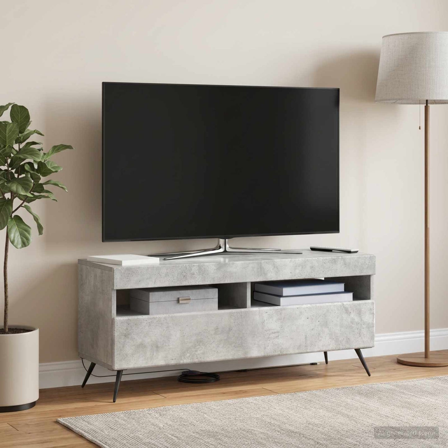 LED TV szekrény Betonszürke Szerelt Fa