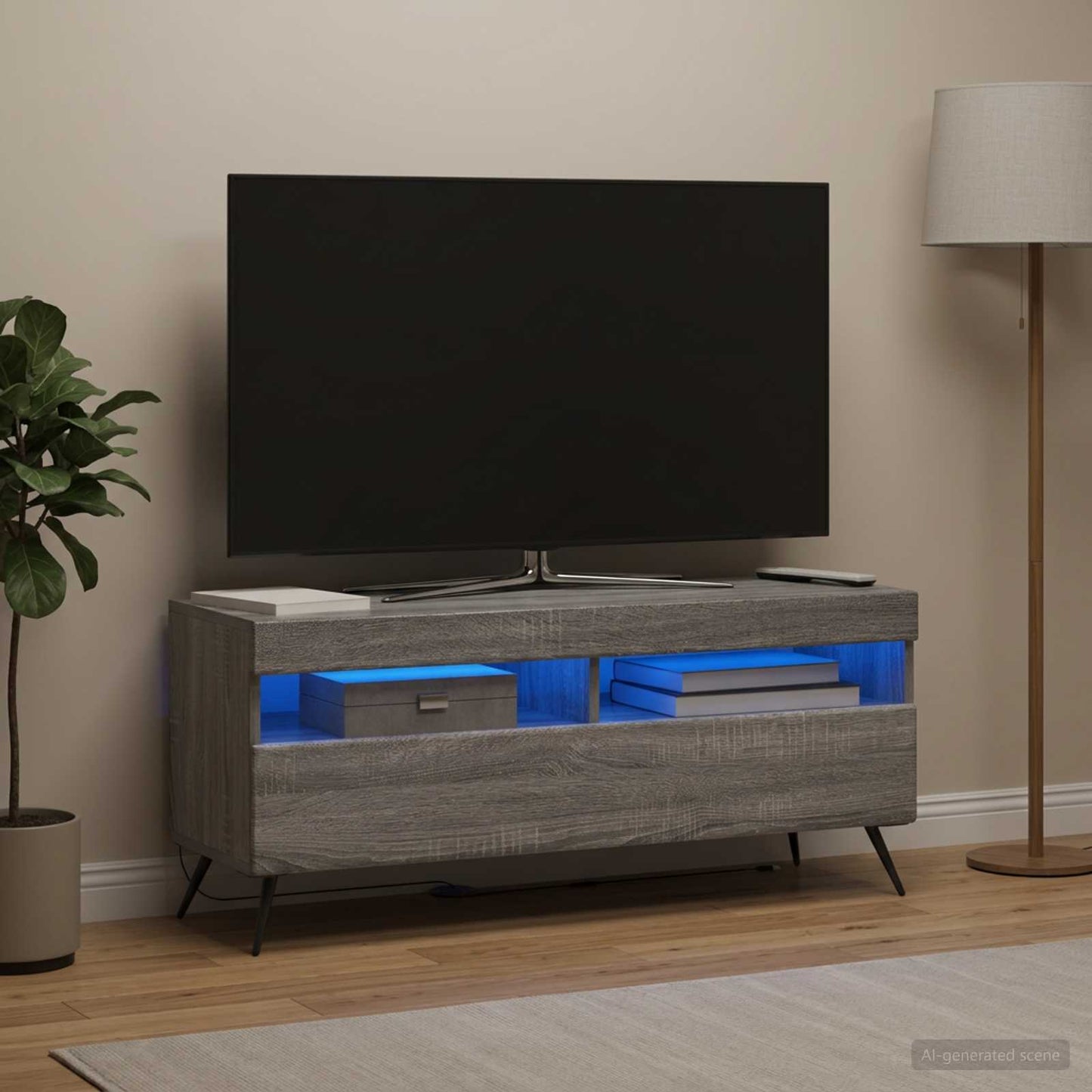LED TV szekrény Szürke Sonoma Szerelt Fa