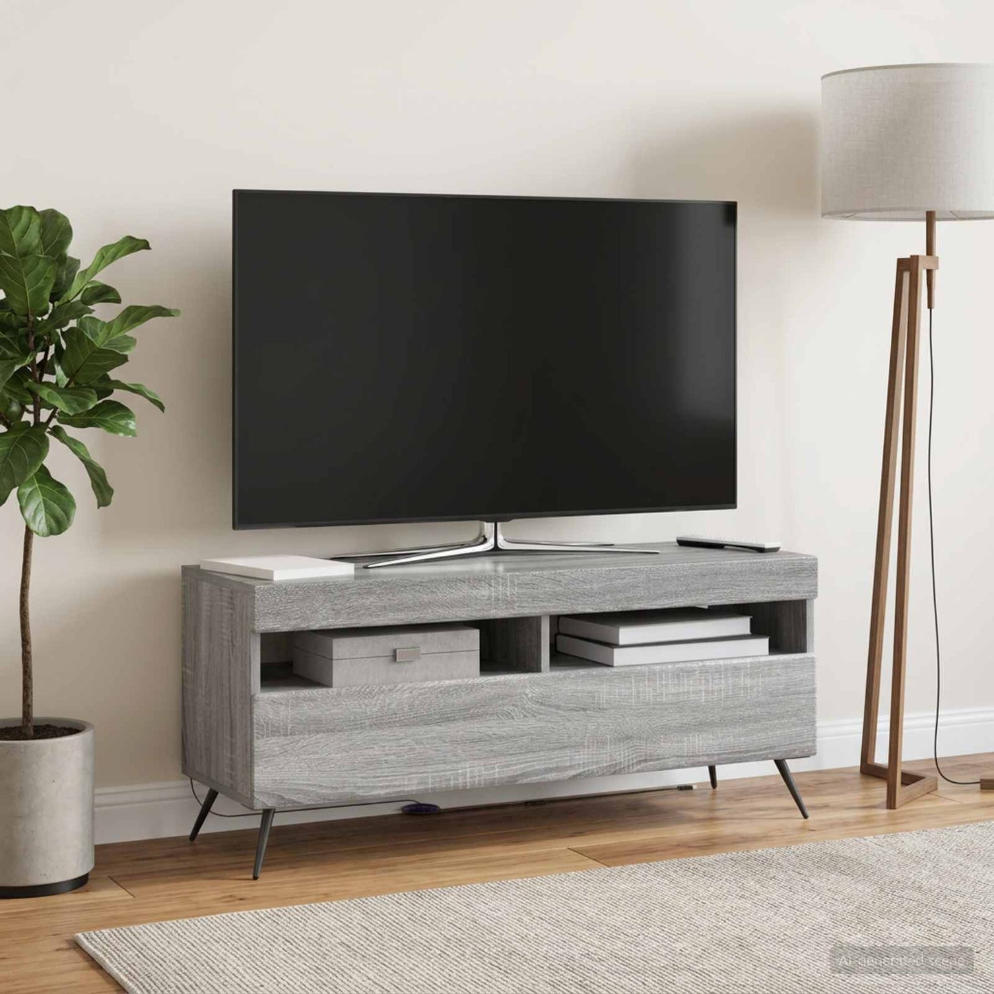 LED TV szekrény Szürke Sonoma Szerelt Fa