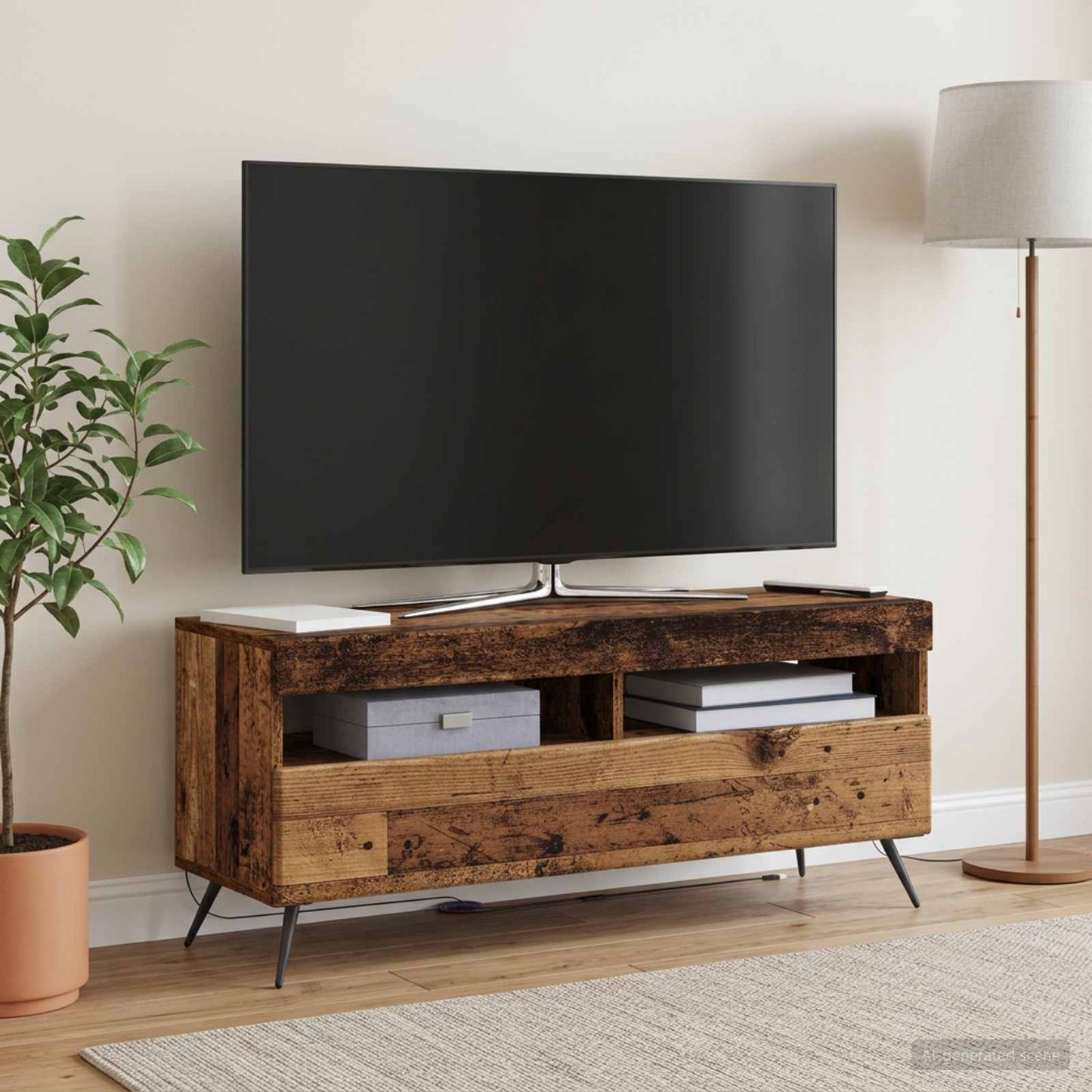 LED TV szekrény Antik Fa Szerelt Fa