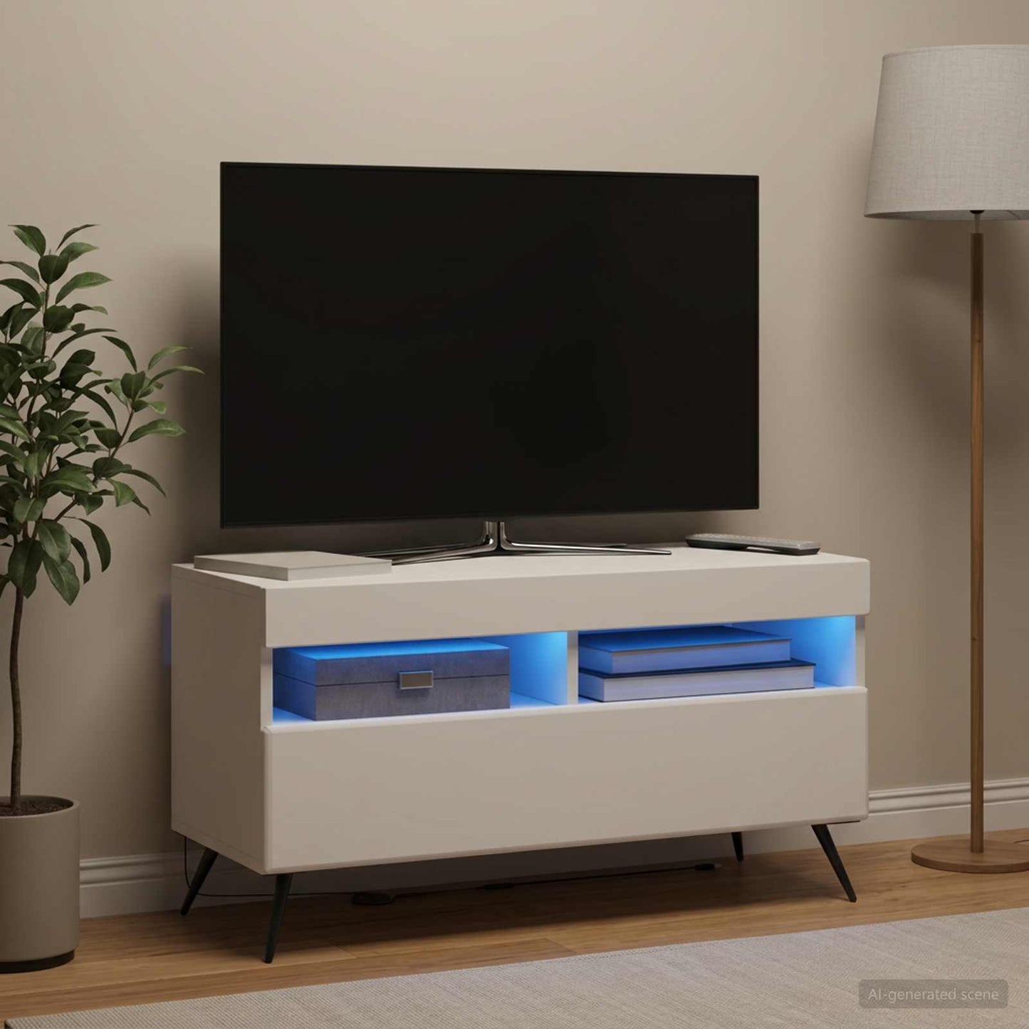LED TV szekrény Fehér Szerelt Fa
