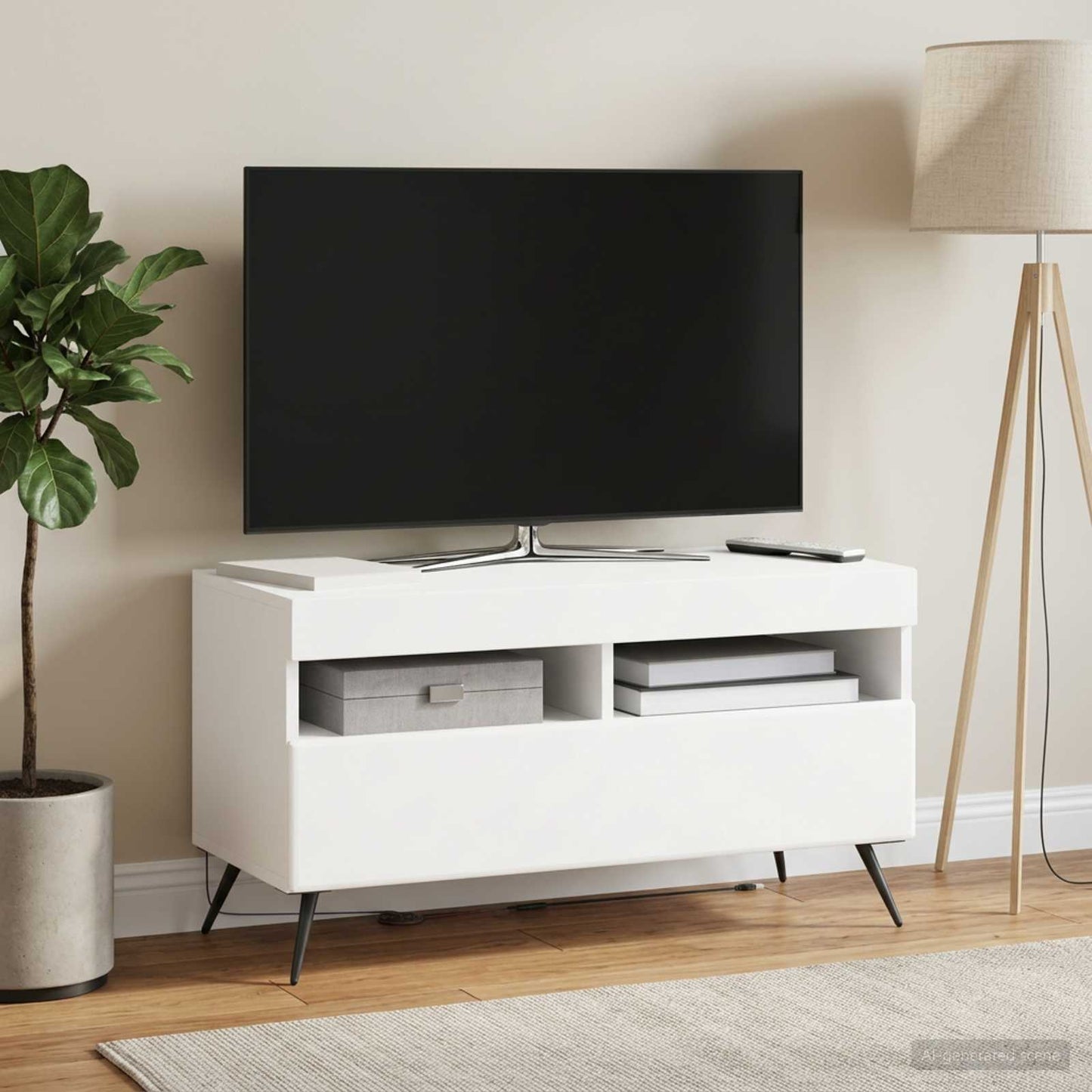 LED TV szekrény Fehér Szerelt Fa