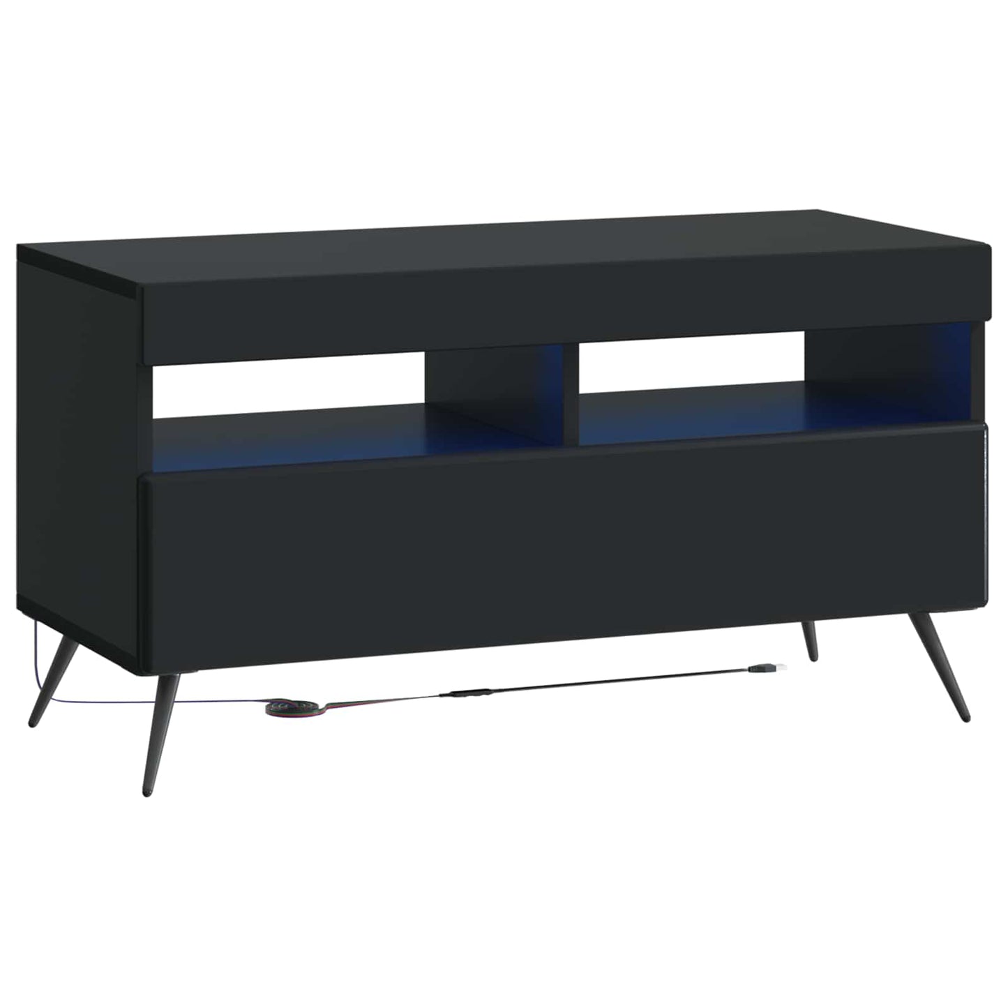 LED TV szekrény Fekete Szerelt Fa