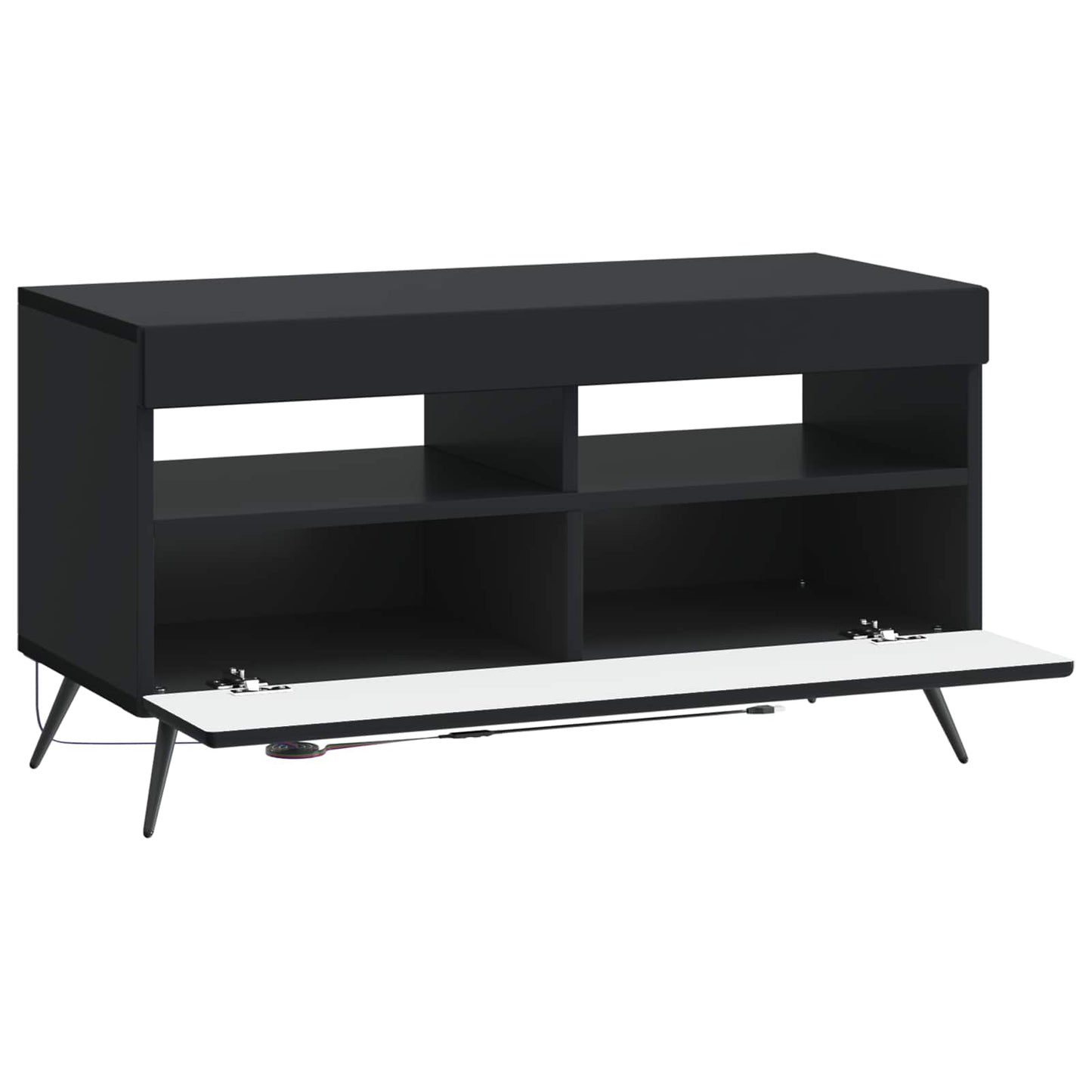 LED TV szekrény Fekete Szerelt Fa