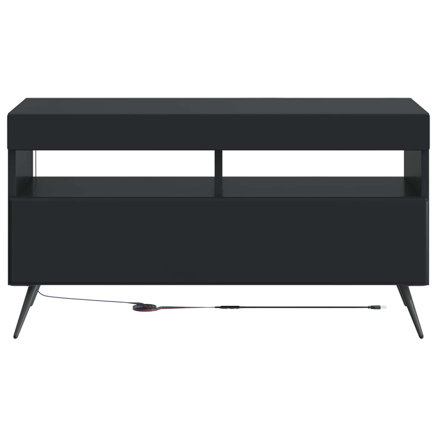 LED TV szekrény Fekete Szerelt Fa