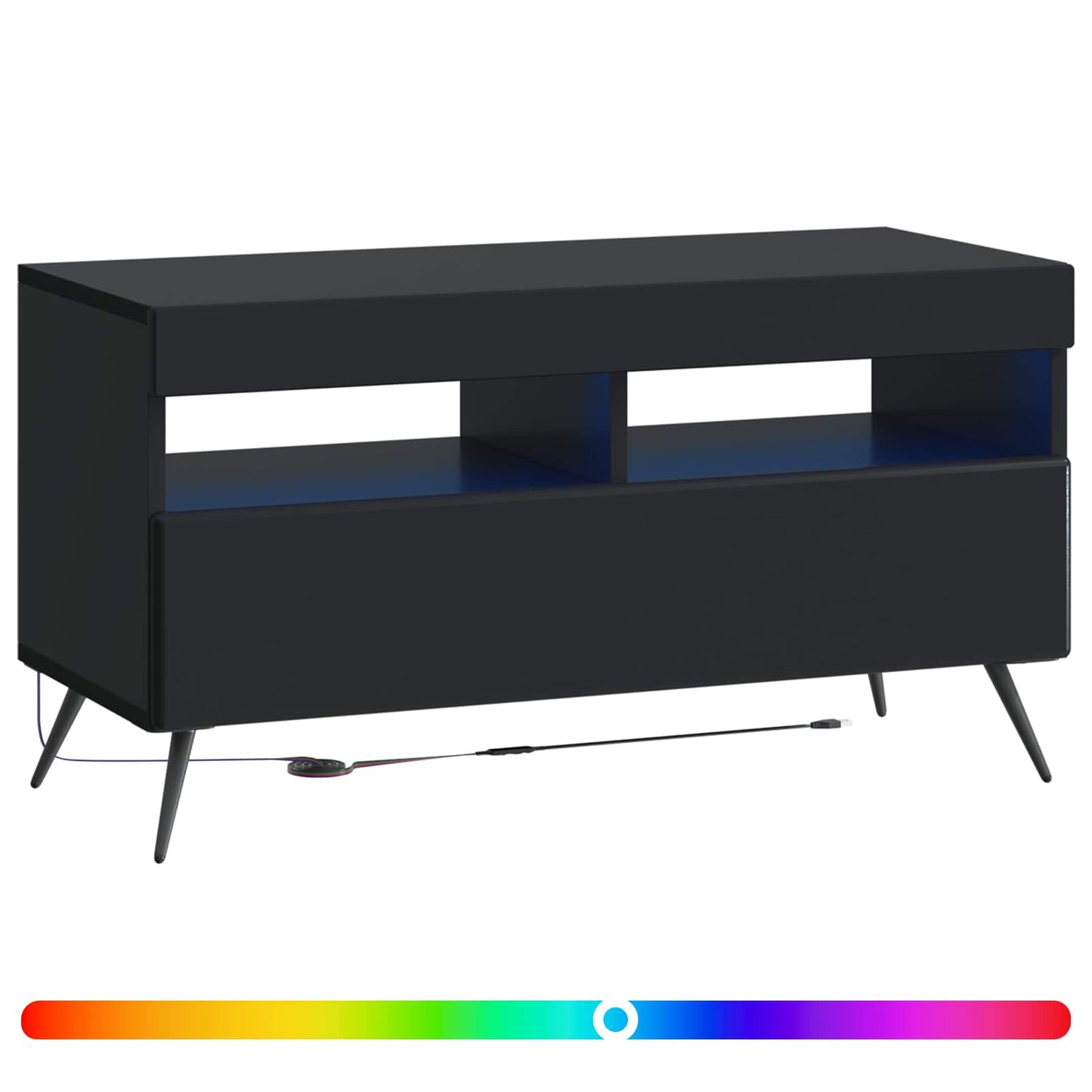 LED TV szekrény Fekete Szerelt Fa