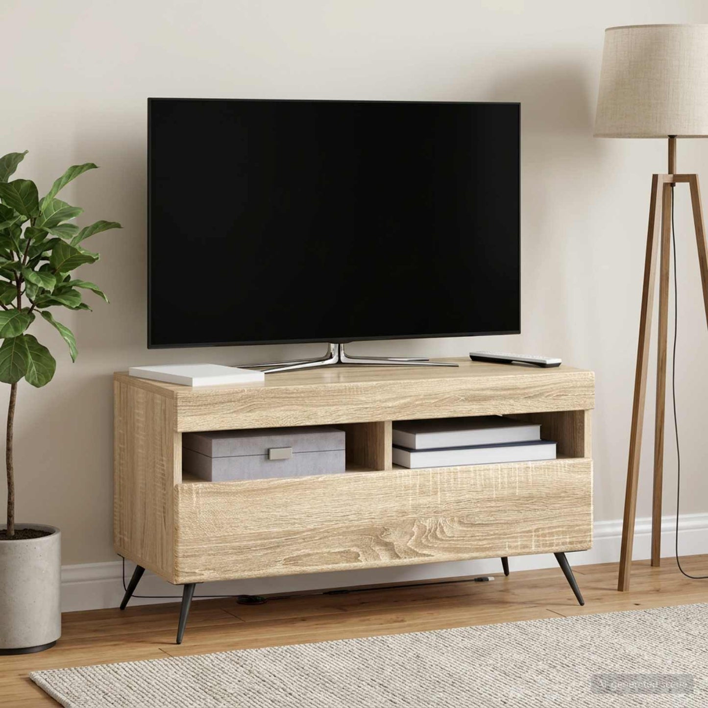 LED TV szekrény Sonoma Tölgy Szerelt Fa