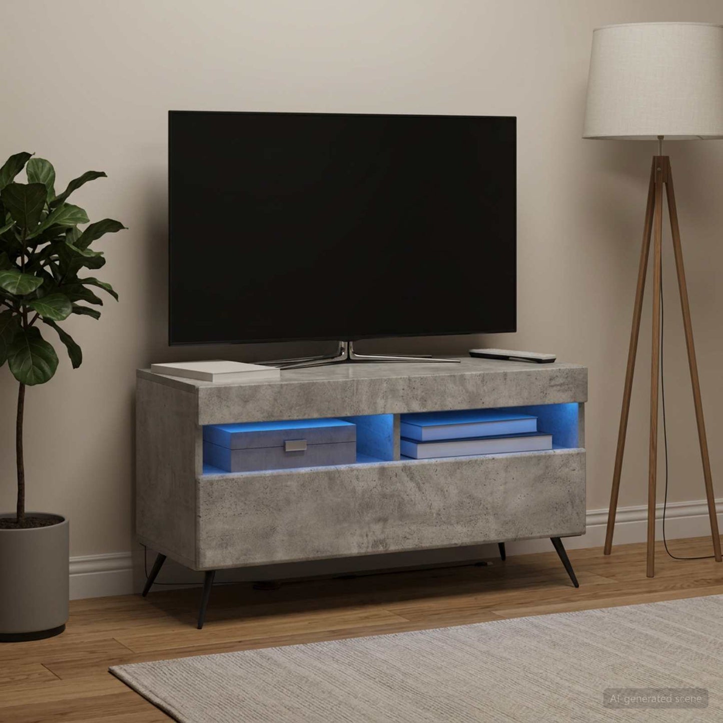 LED TV szekrény Betonszürke Szerelt Fa