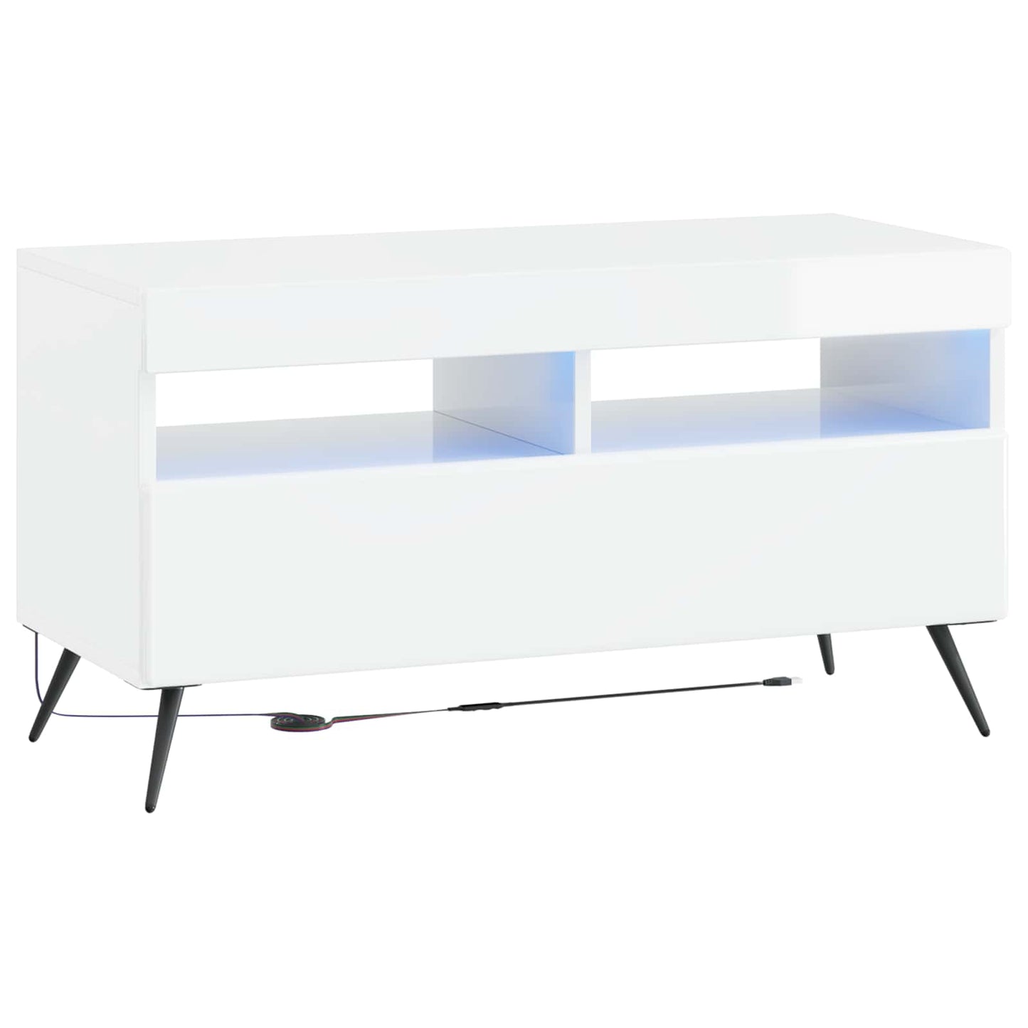 LED TV szekrény Magasfényű Fehér Szerelt Fa