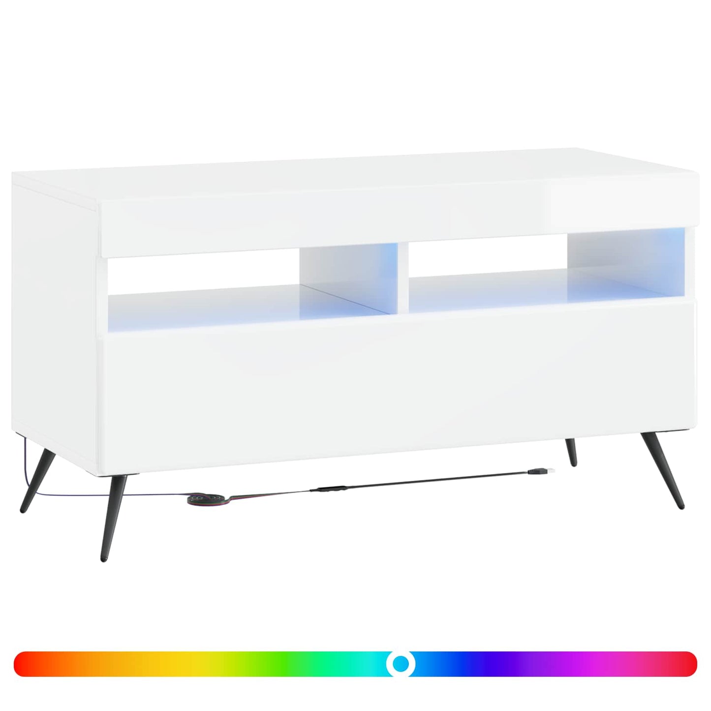 LED TV szekrény Magasfényű Fehér Szerelt Fa